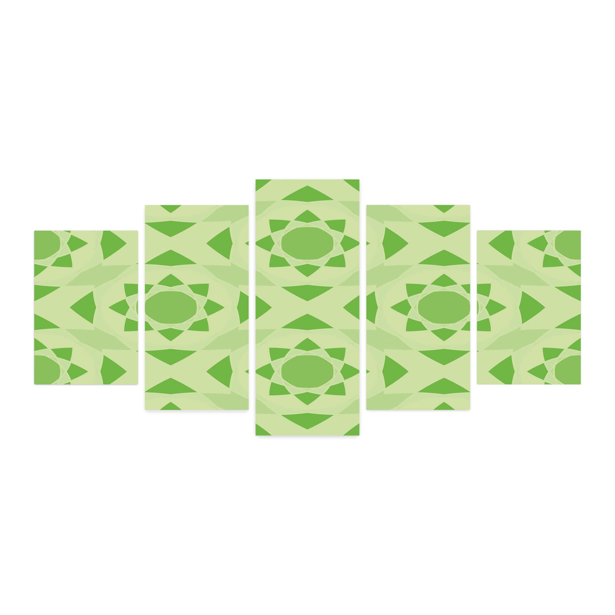 Ambesonne Abstract 5-Panel Acrylic Glass Wall Art Decor - Modern Geometric Shapes Continuous Pattern in Pale Green & Lime Green - 60