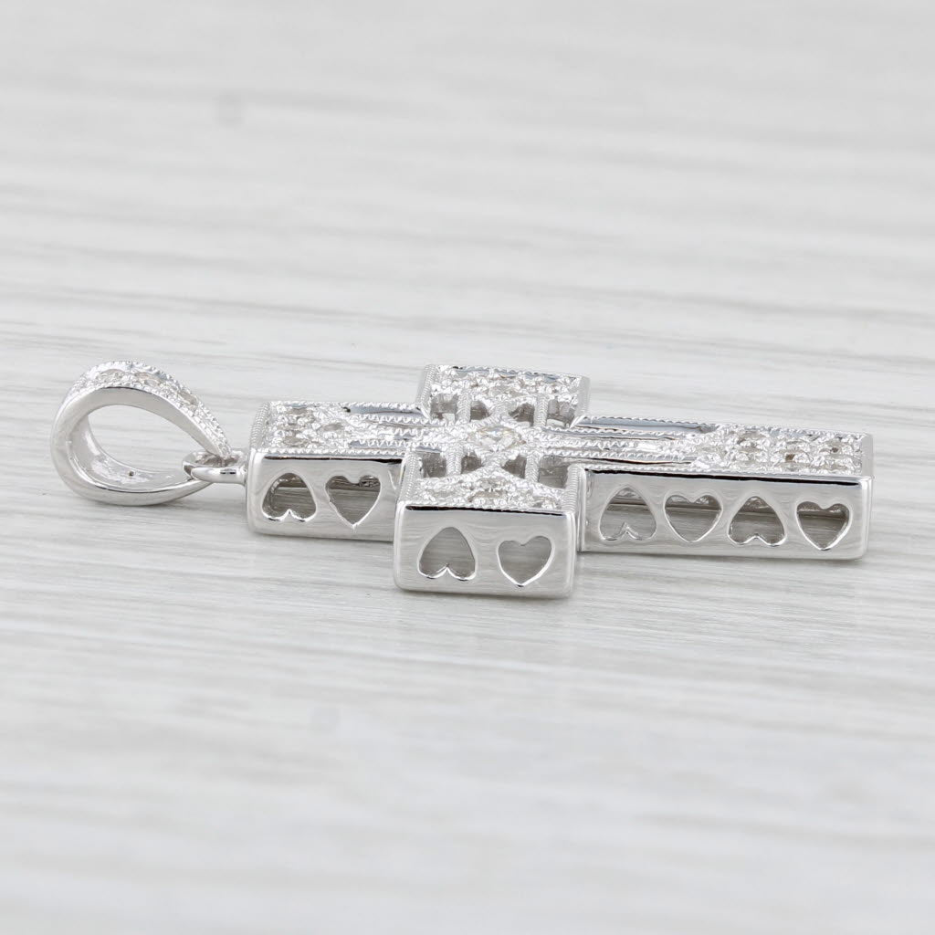 0.18ctw Diamond Filigree Cross Pendant in 14k White Gold - Elegant Religious Jewelry for Women, Perfect for Baptism, First Communion & Everyday Wear