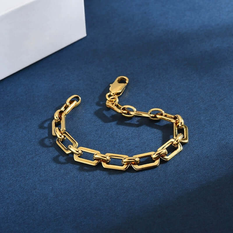 18K Gold Oval Link Chain Bracelet for Women - Elegant Luxury Jewelry Gift for Birthday, Anniversary & Special Occasions | QT2008