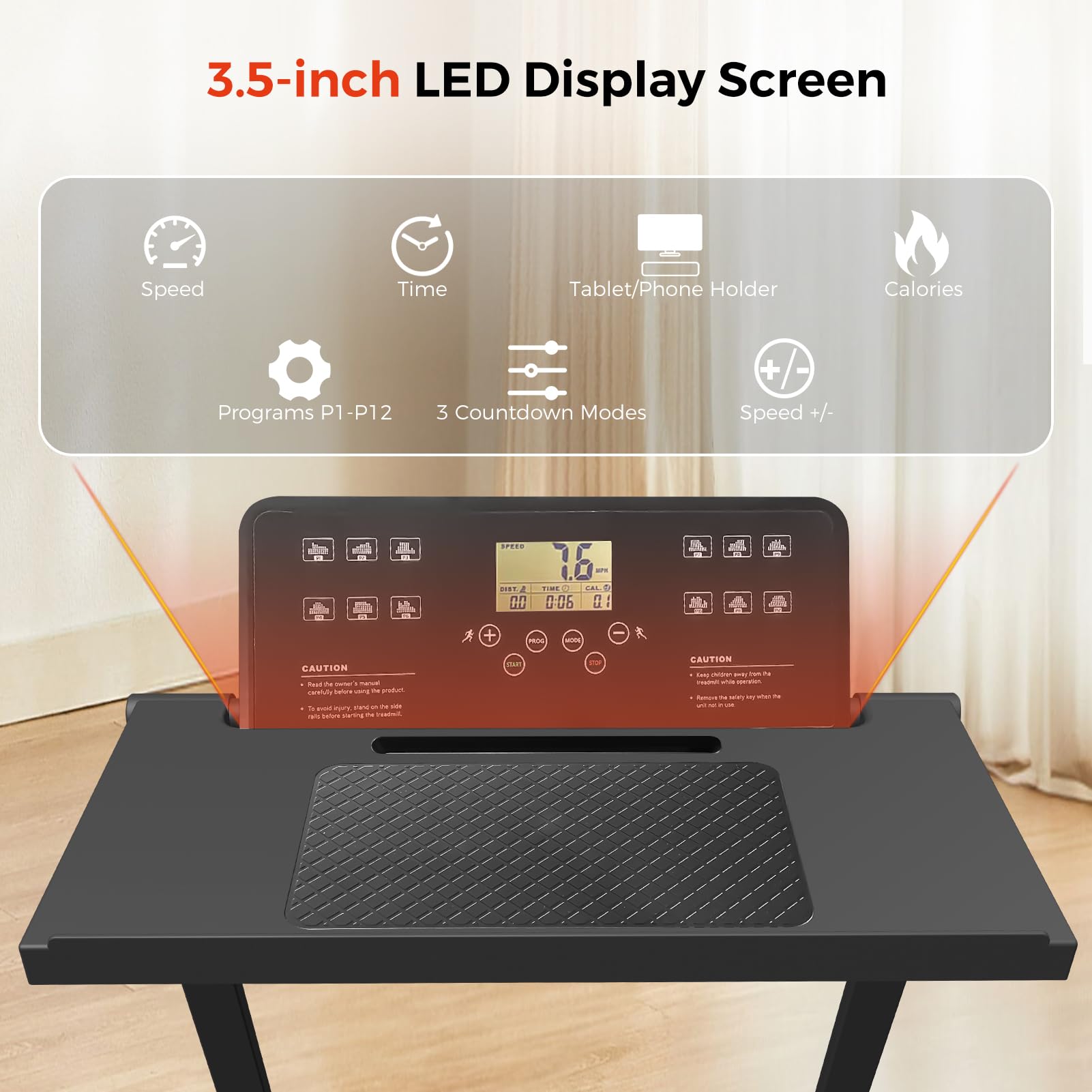 Foldable Treadmill for Home & Office - 3.0HP Under Desk Treadmill with 12 Preset Programs, LED Display & 320 LBS Capacity | Compact Folding Design for Small Spaces | Perfect for Walking While Working, Home Gym & Apartment Workouts
