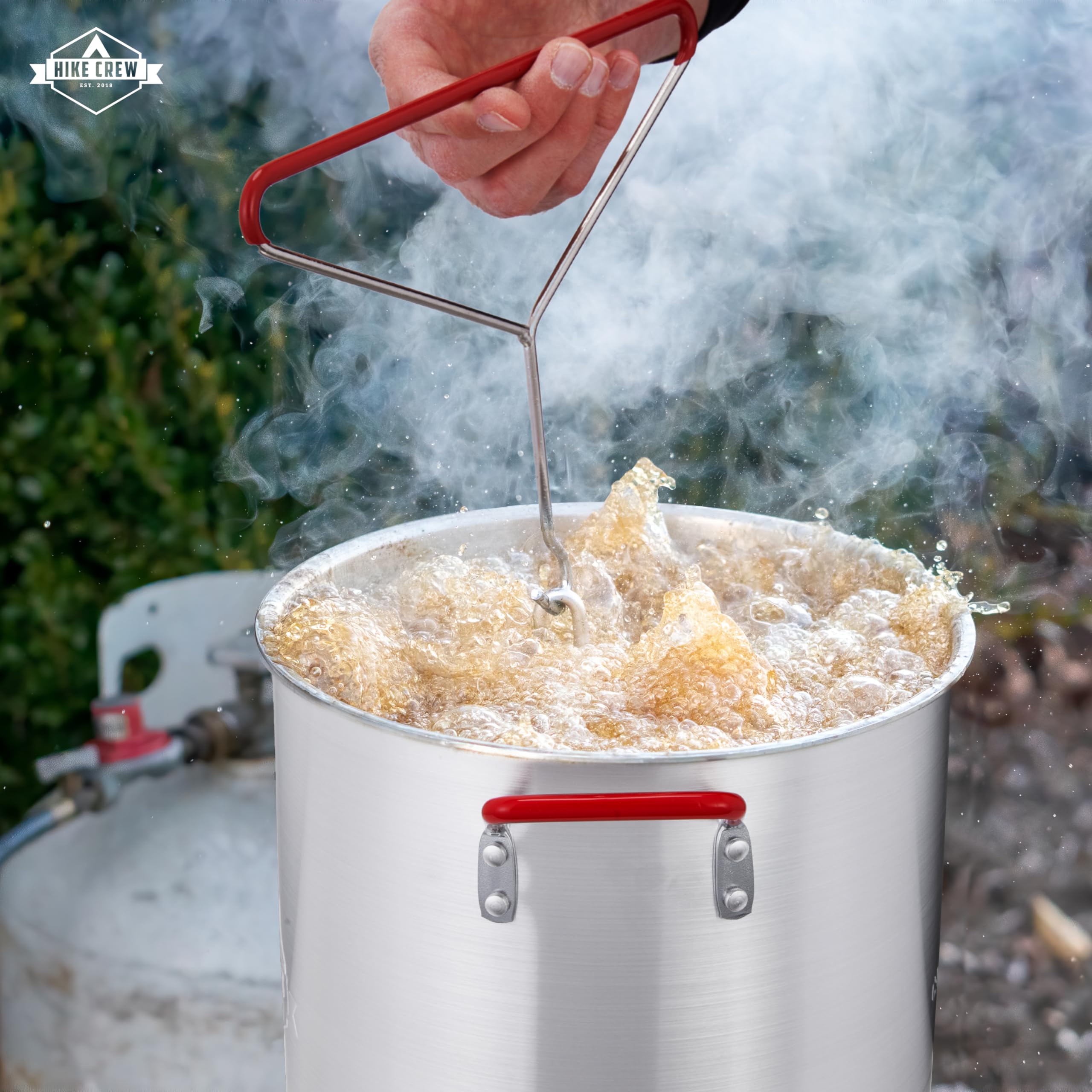 Hike Crew 50,000 BTU Outdoor Propane Turkey Fryer Kit with Igniter & Stainless Steel Funnel - Complete Set Includes 30qt & 10qt Pots, Strainer Baskets, 12