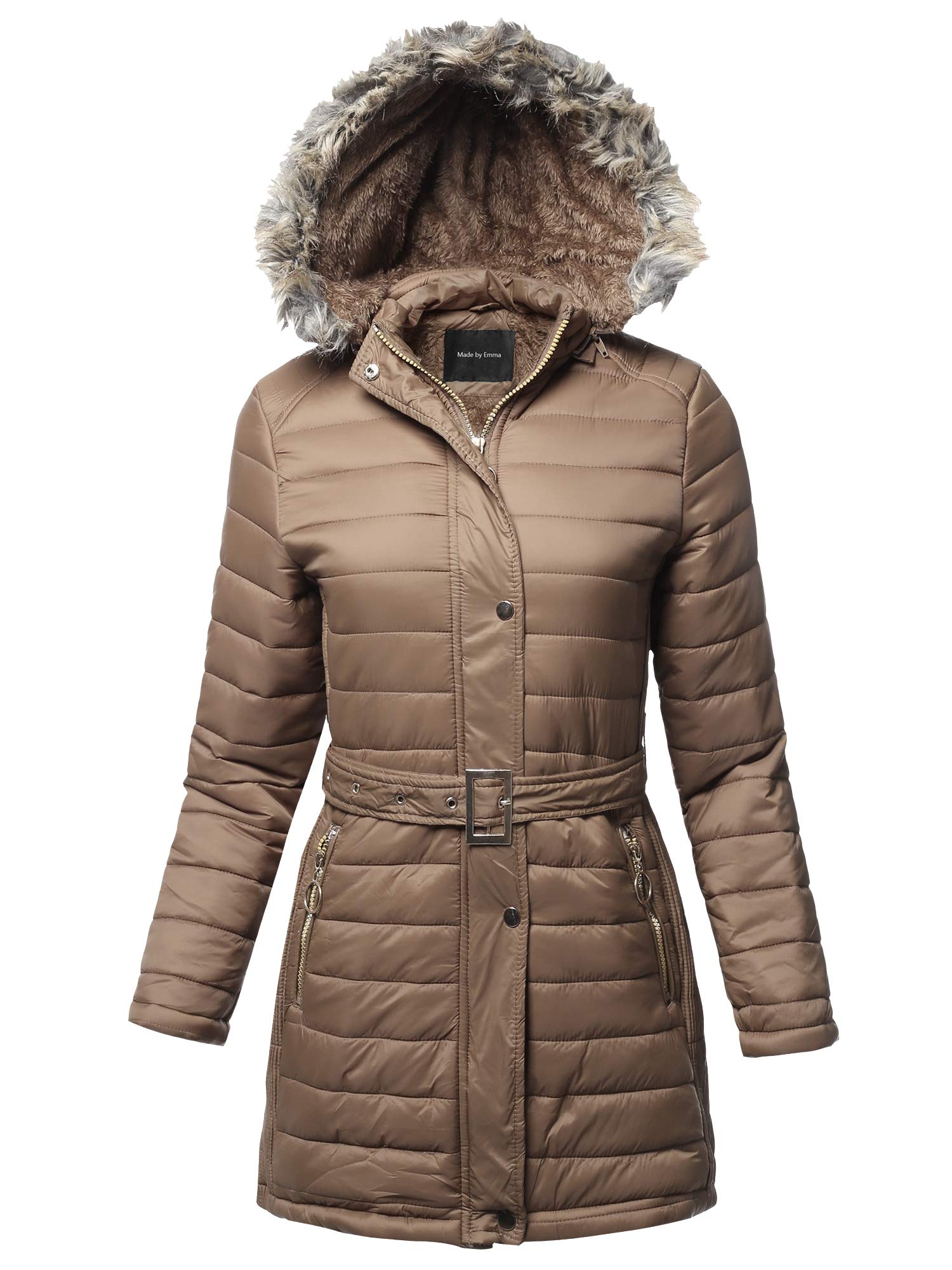 Emma Women's Sherpa Lined Hooded Jacket with Fur Trim - Warm Winter Coat for Casual Outings, Outdoor Activities & Cold Weather Fashion