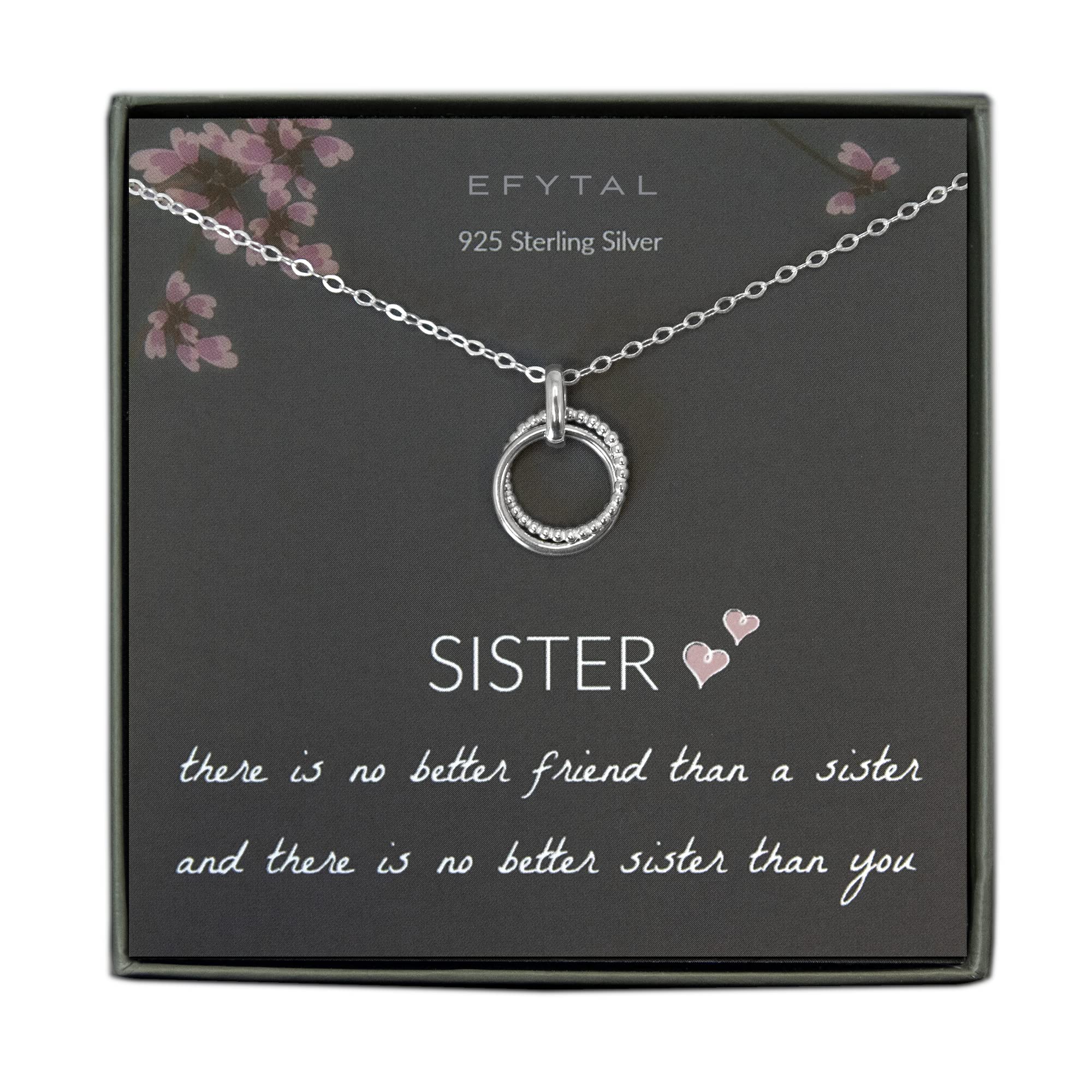 EFYTAL 925 Sterling Silver Interlocking Circles Necklace for Women - Perfect Sister Birthday Gift & Thoughtful Present for Sisters - Ideal for Anniversaries, Graduations, and Special Occasions