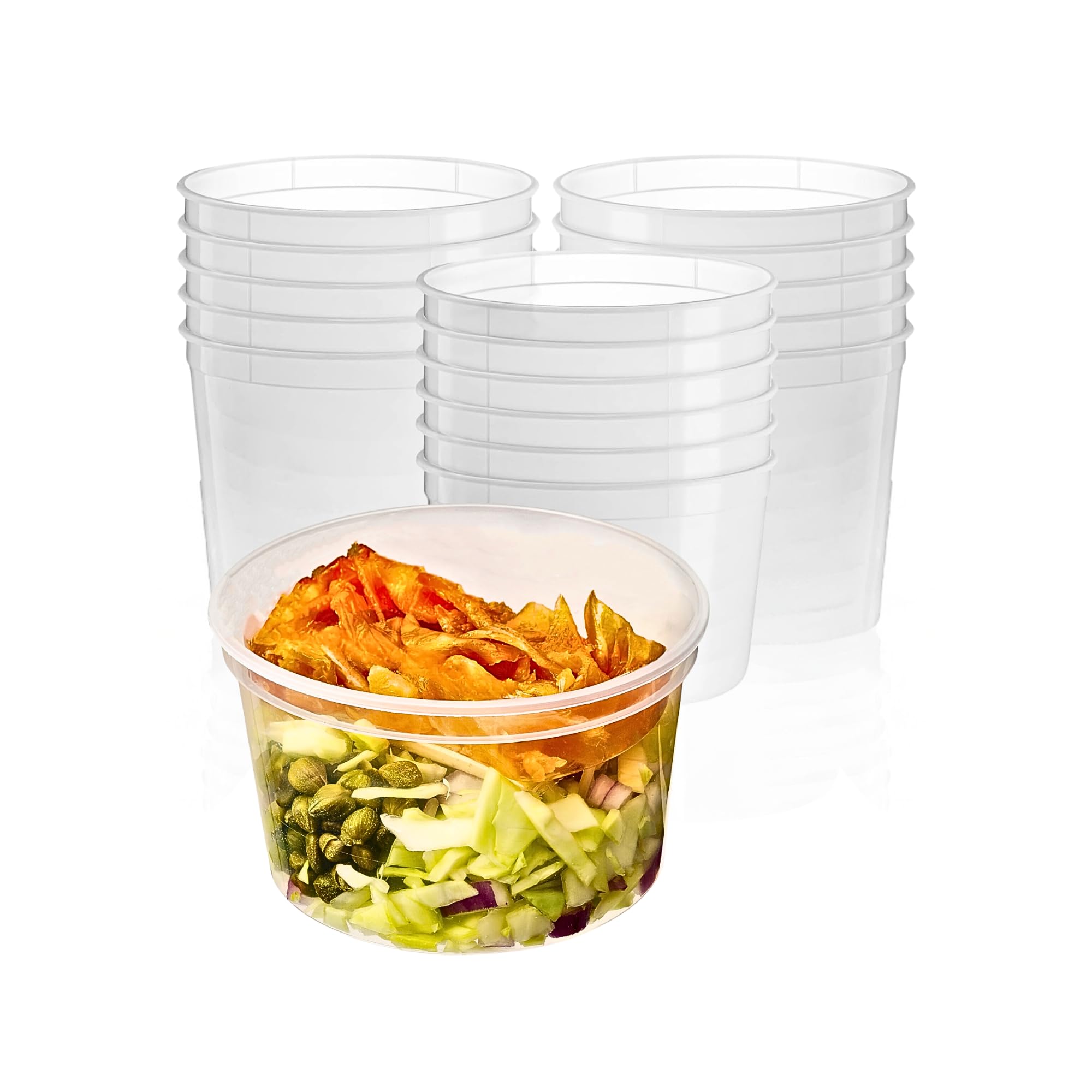 BPA-Free 64 oz Plastic Round Deli Containers with Lids - Freezer Safe Disposable Food Storage Containers for Soups, Ice Cream & Meal Prep - 8 Pack - Perfect for Restaurants, Catering & Home Kitchen Use