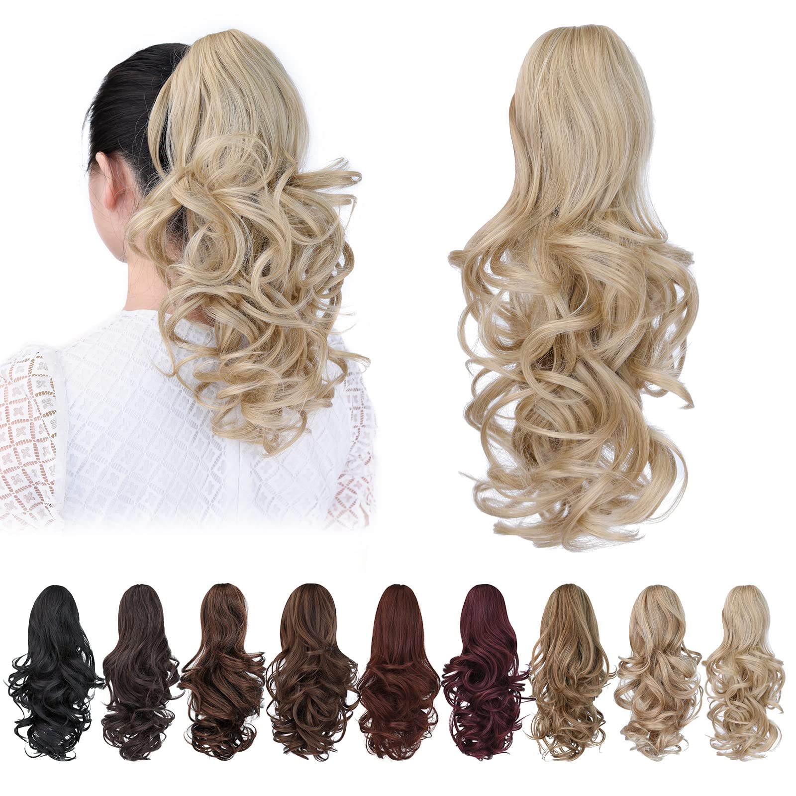 Natural Straight Ponytail Hair Extension with Claw Clip - Seamless Blonde Brown Black Hairpiece for Women - Perfect for Parties, Weddings & Everyday Styling