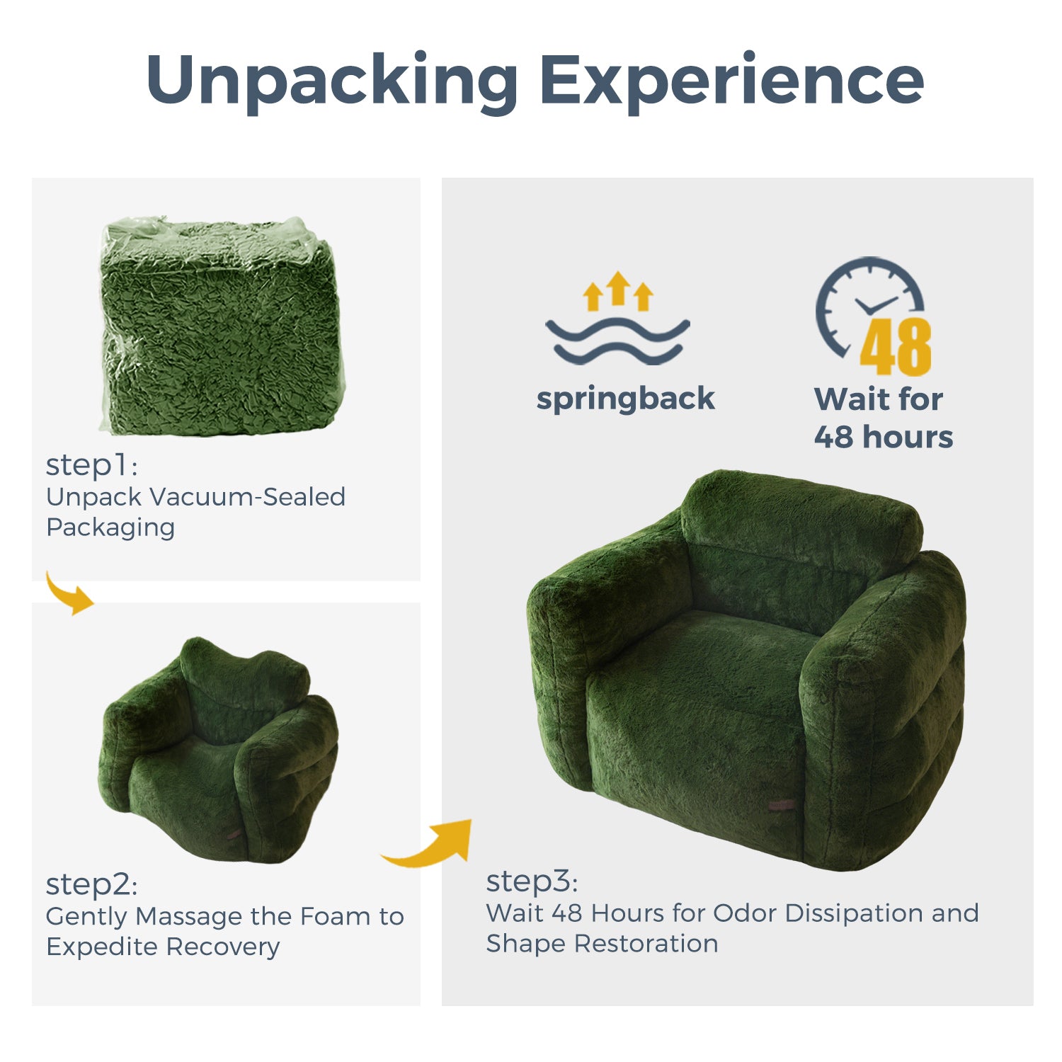 MAXYOYO Giant Bean Bag Chair - Ultra Soft Faux Fur Oversized Lounger for Adults & Teens, Green - Perfect for Bedroom, Living Room, Game Room & Dorm Relaxation