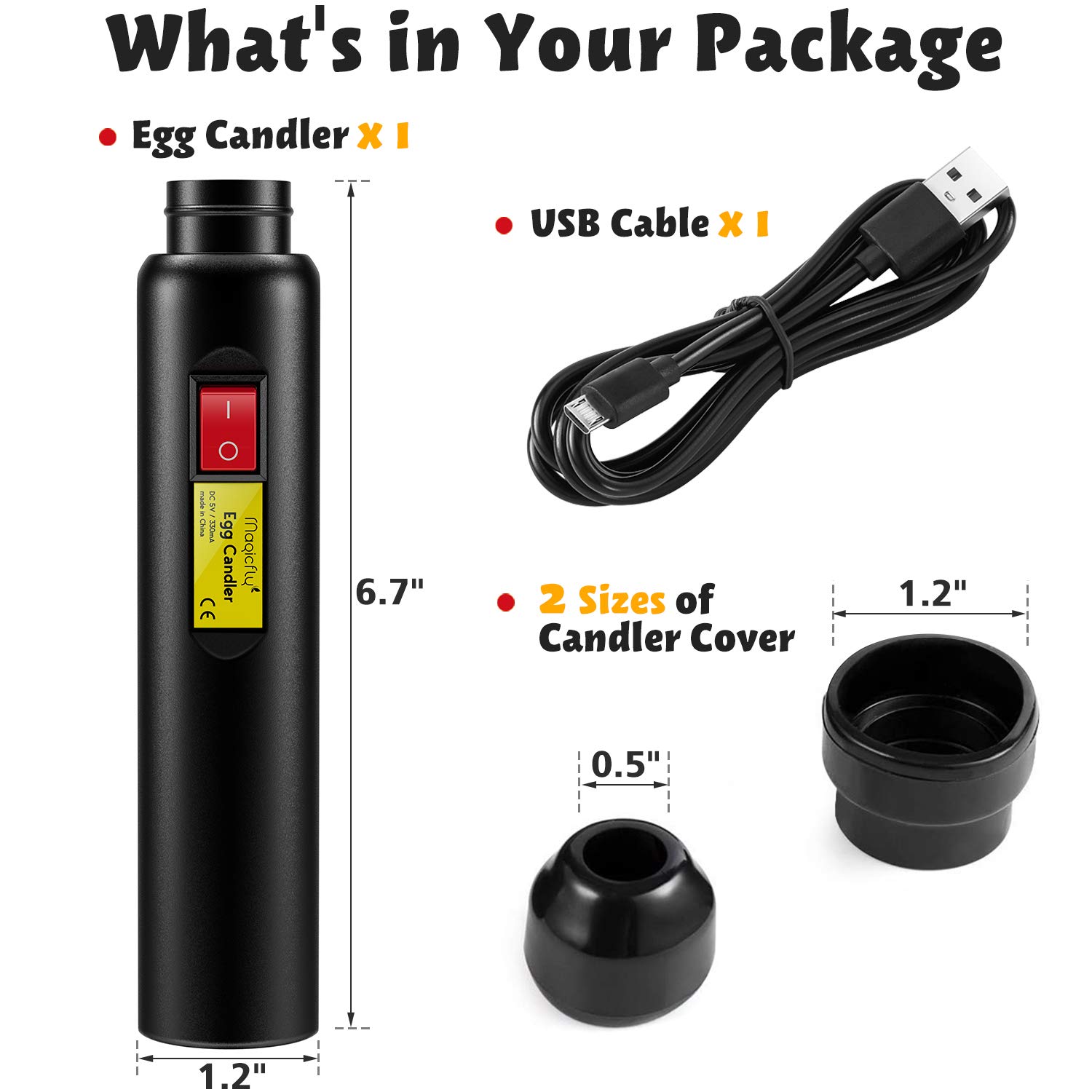 Magicfly Rechargeable Egg Candler Tester - Bright LED Candling Lamp for Monitoring Egg Development, Hatching & Fertility Testing | Perfect for Chicken, Duck, Quail & Bird Eggs | Ideal for Poultry Farmers, Hobbyists & Egg Incubation