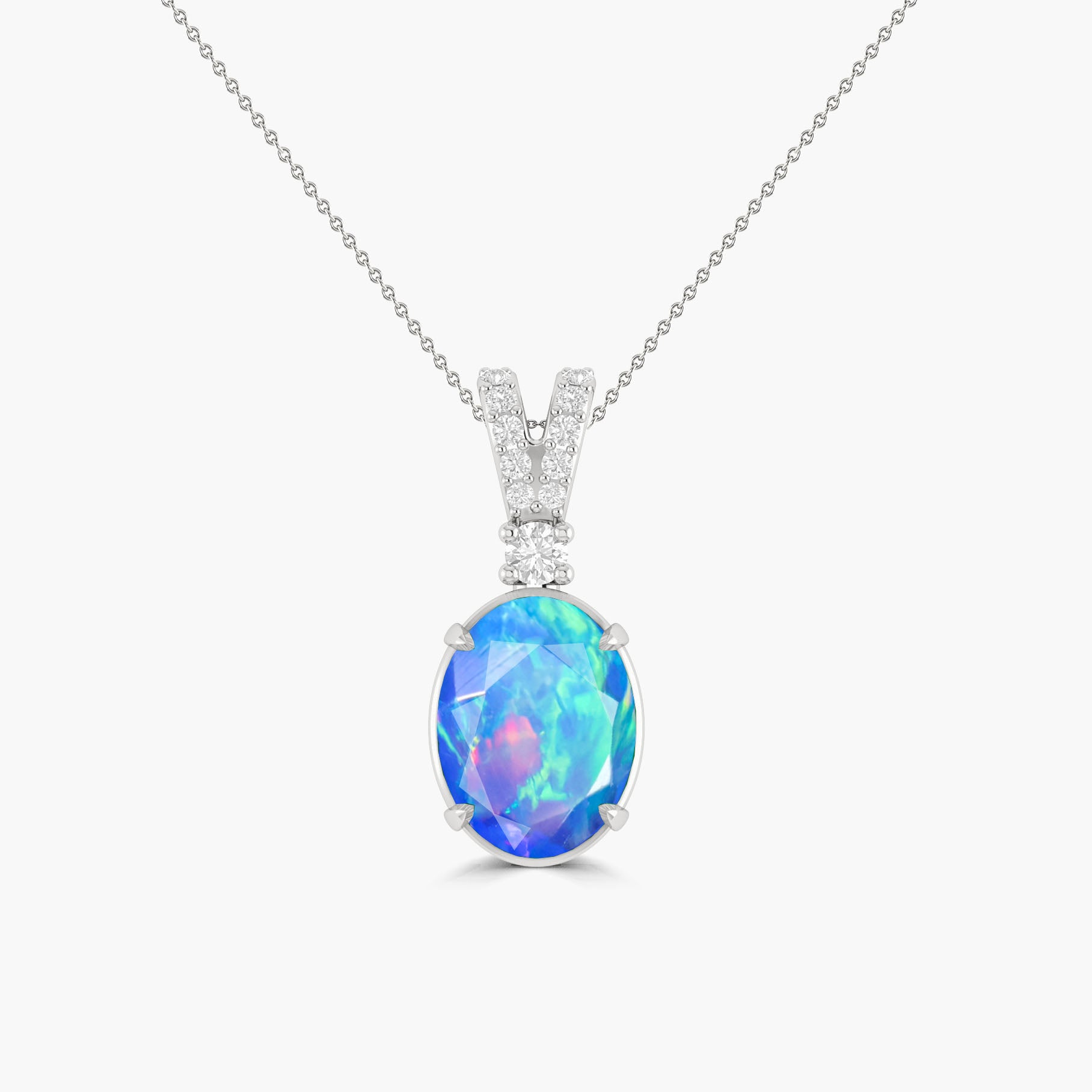 Blue Opal Gemstone Pendant Necklace - Elegant Handmade Sterling Silver Jewelry for Women | Perfect Gift for Birthday, Anniversary & Special Occasions