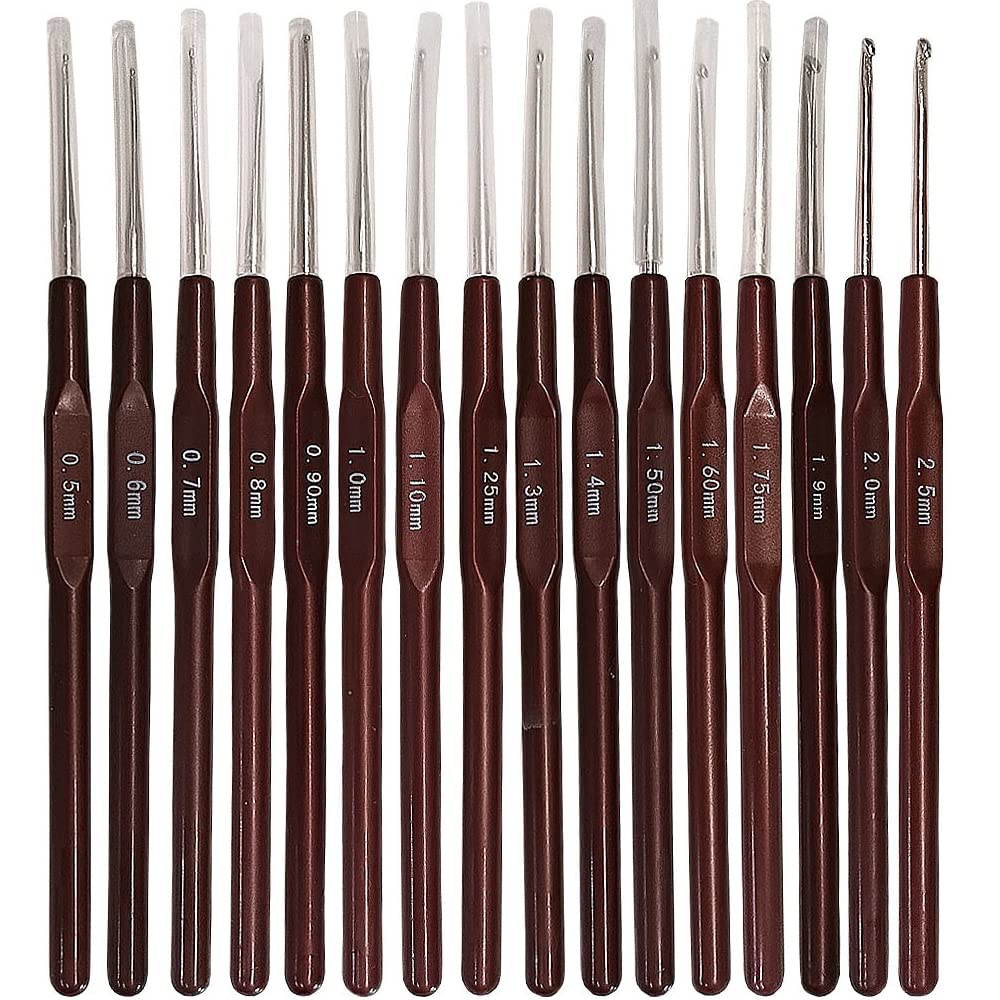 Premium LOAVER Crochet Hook Set (0.5mm-2.5mm) - Ergonomic Coffee Handle Lace Crochet Tools for Knitting, Amigurumi & DIY Crafts - Perfect for Beginners & Professional Crocheters