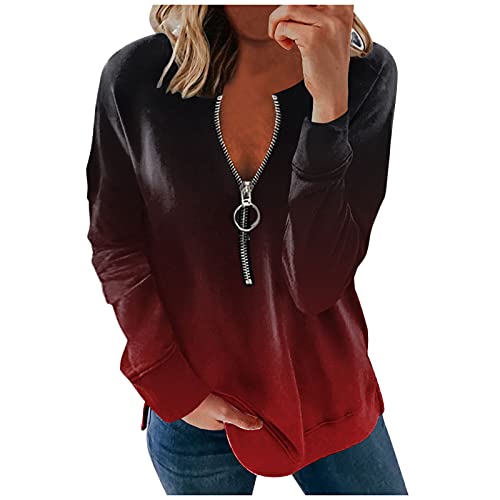 Women's Long Sleeve Casual Blouse - Fashion Striped Print Zipper T-Shirt for Everyday Wear | Office, Date Night & Fall Outfits