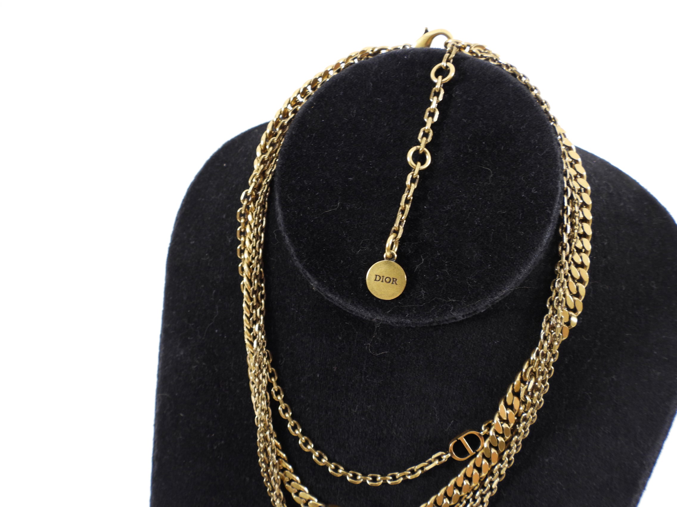 Christian Dior Brass Multi Chain CD Necklace - Luxury Fashion Jewelry for Women | Perfect for Parties, Weddings & Special Occasions