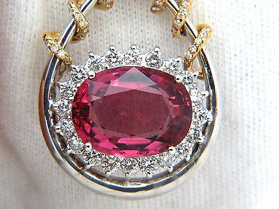 12.62CT GIA Certified Natural Rubellite Pink Tourmaline Diamond Pendant in 18K Gold - Rare Gemstone Jewelry for Women, Perfect for Weddings, Anniversaries & Special Occasions