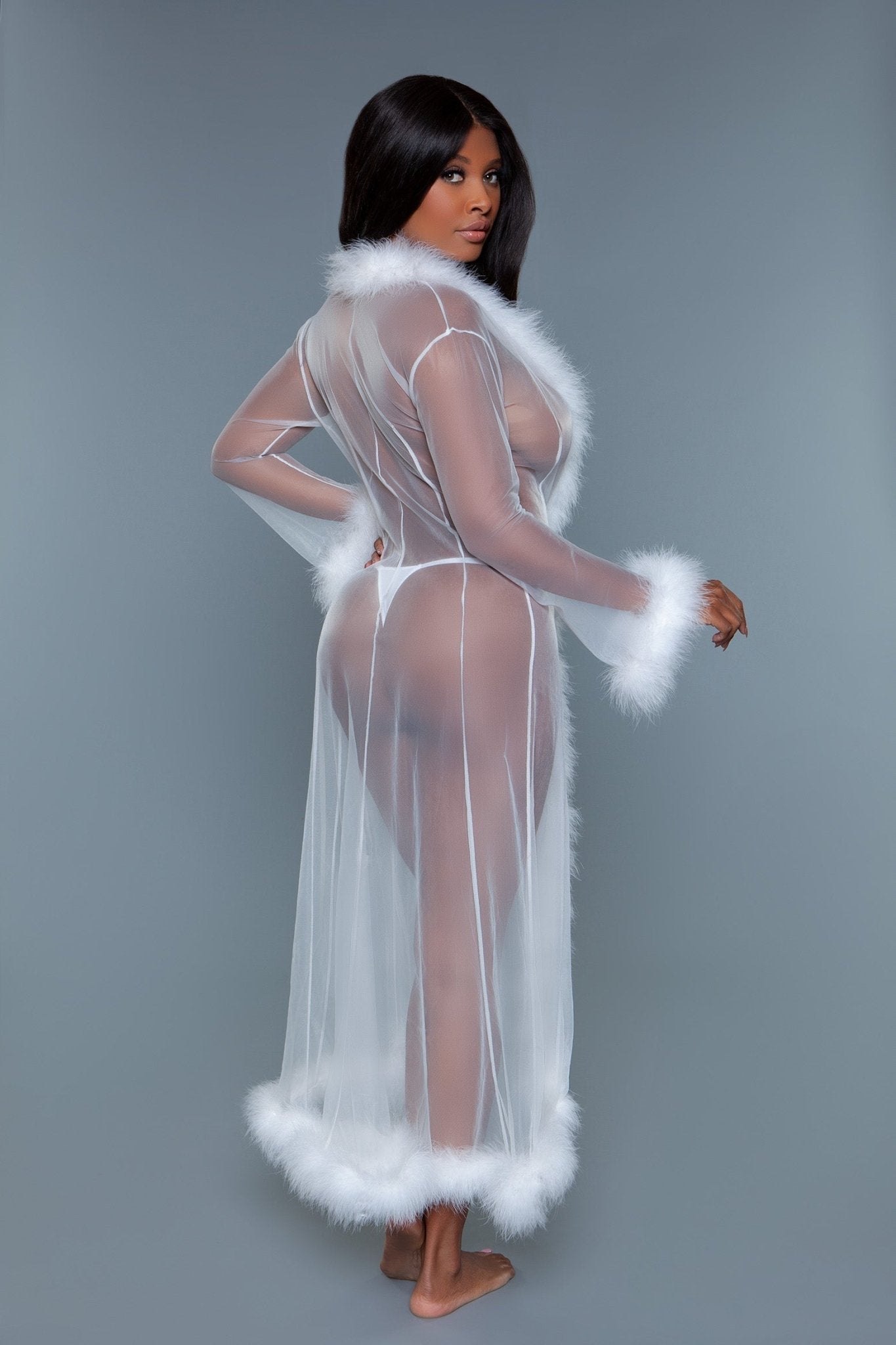 BeWicked Women's Soft Marabou Feather Robe BW1650 - Luxurious Lingerie for Boudoir, Bridal & Special Occasions