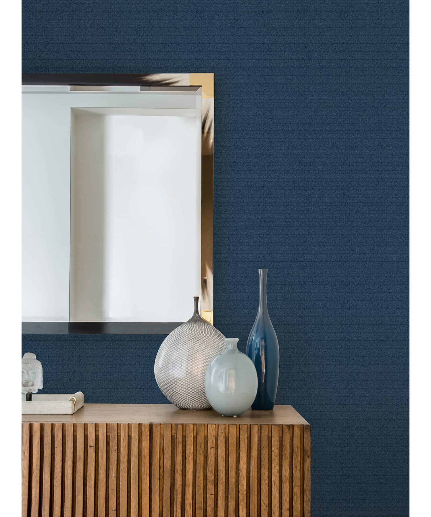 Brewster Home Fashions Hilbert Navy Geometric Peel and Stick Wallpaper - Self-Adhesive Removable Wallpaper for Bedroom, Living Room, Nursery, Office Decor