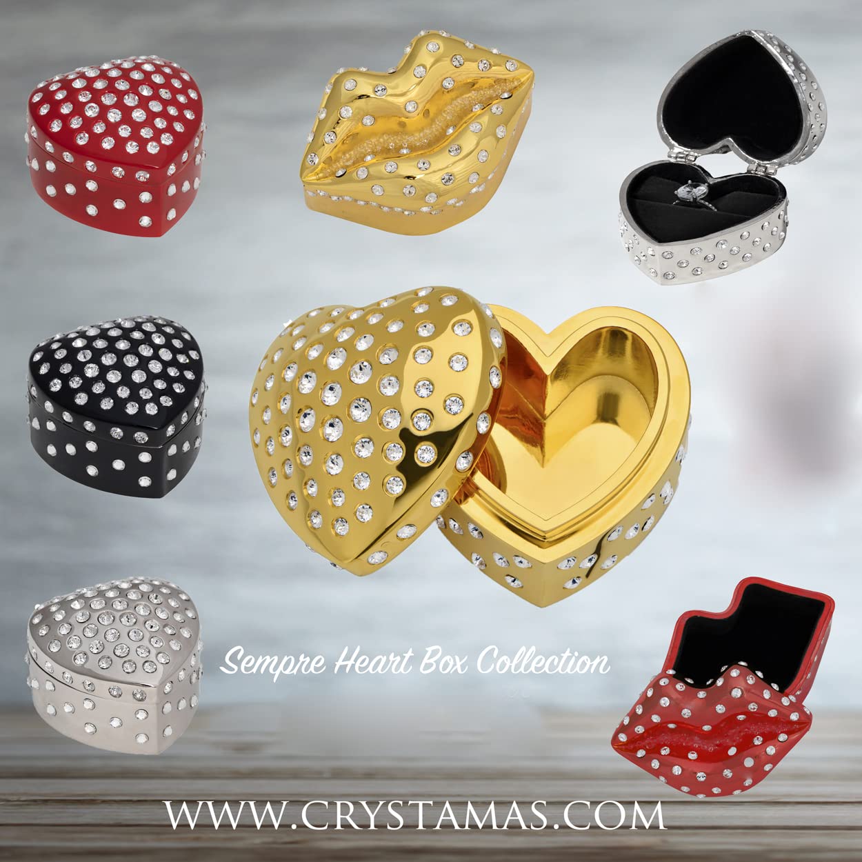Elegant Sempre Heart Gold Jewelry Box - Perfect for Necklaces, Rings & Earrings - Ideal for Gifts, Travel & Home Storage