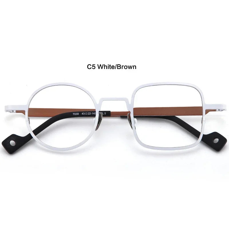 Aror Unisex Full Rim Irregular Round Square Titanium Eyeglasses Frame 47039 - Lightweight Durable Glasses for Work, Reading & Fashion Accessories