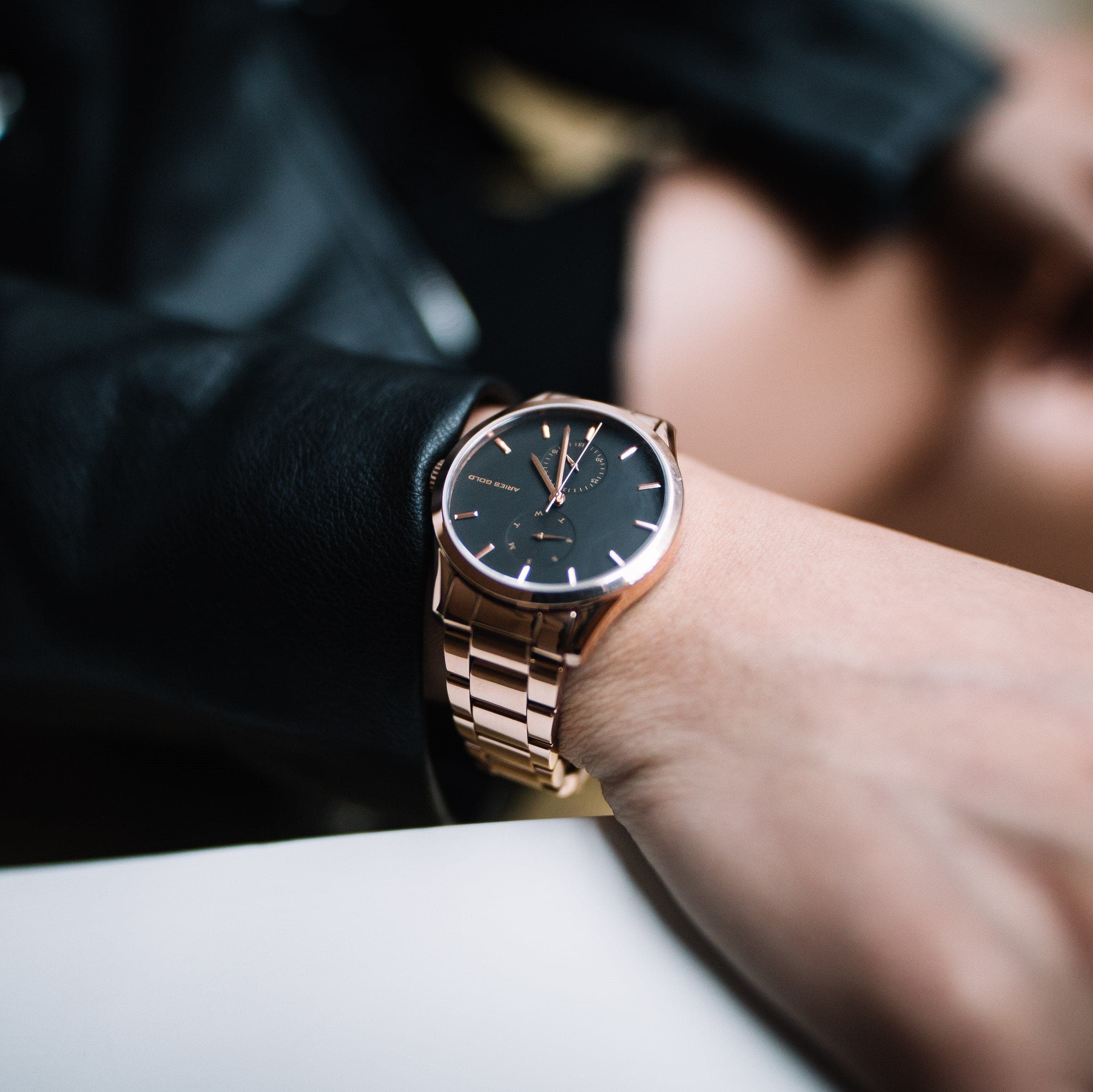ARIES GOLD ENCHANT LIBERTY Rose Gold Stainless Steel Women's Watch L 5031 RG BK - Elegant Timepiece for Business, Party & Everyday Wear