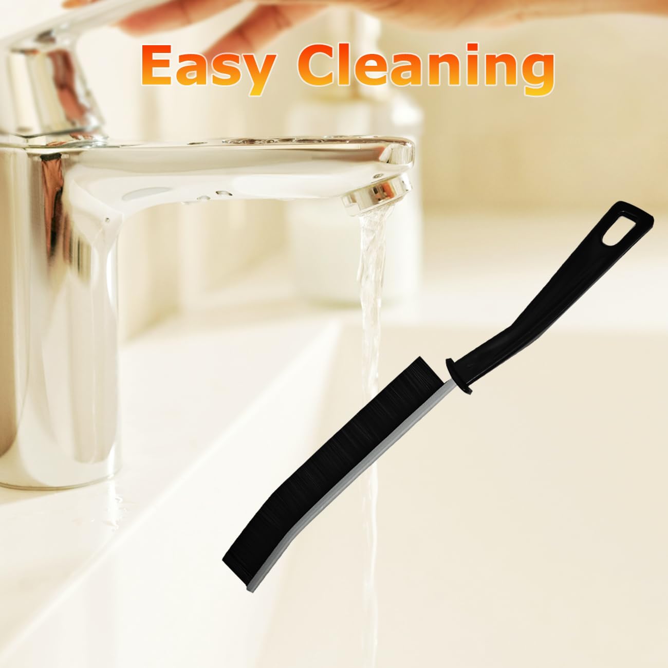 6PCS Black Crevice Cleaning Brush Set - Thin Gap, Grout & Small Cleaning Brushes for Toilet, Bathroom, Bathtub, Sink & Window | Household Cleaning Tools for Hard-to-Reach Areas & Detailed Cleaning
