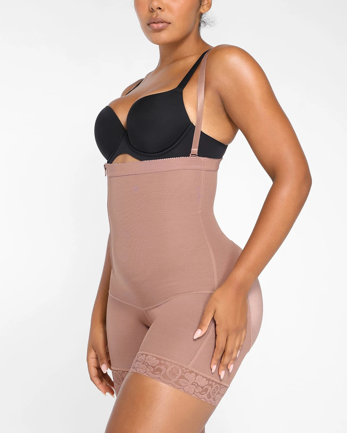 AirSlim® Plus Curve Side Zipper Shorts for Women - High Waist Slimming Workout Running Yoga Shorts with Pockets - Perfect for Gym, Jogging & Lounge Wear