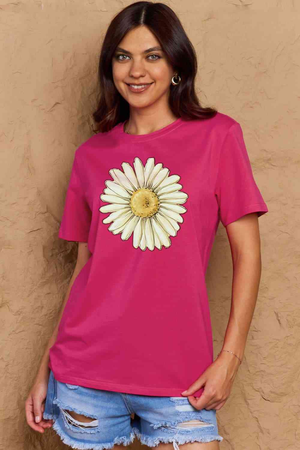 FLOWER Graphic Cotton T-Shirt for Men & Women - Soft Comfortable Tee up to 3XL - Casual Wear for Everyday Outfits, Street Style & Summer Fashion