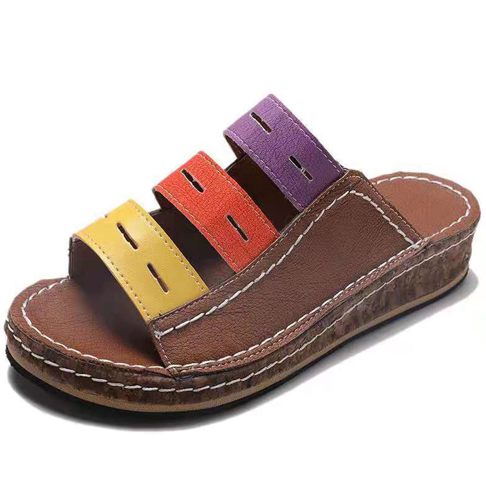 JHJUH Women's Summer Sandals - Comfortable Slip-On Walking Shoes with Arch Support for Outdoor, Hiking & Beach | Casual Flat Wedge Sandals for Daily Wear