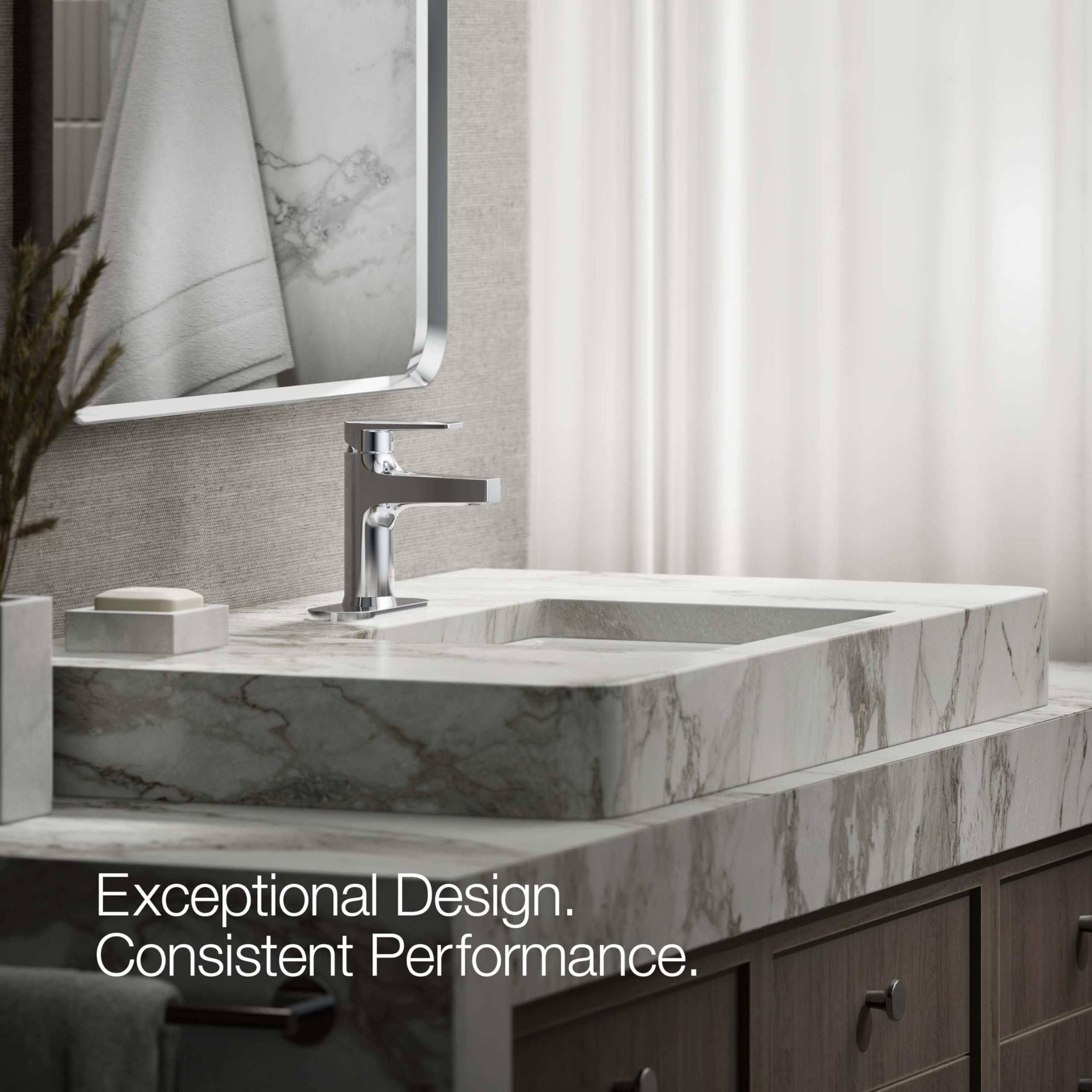 KOHLER Taut Single-Handle Bathroom Faucet with Pop-Up Drain - Chrome Finish for Modern Sinks