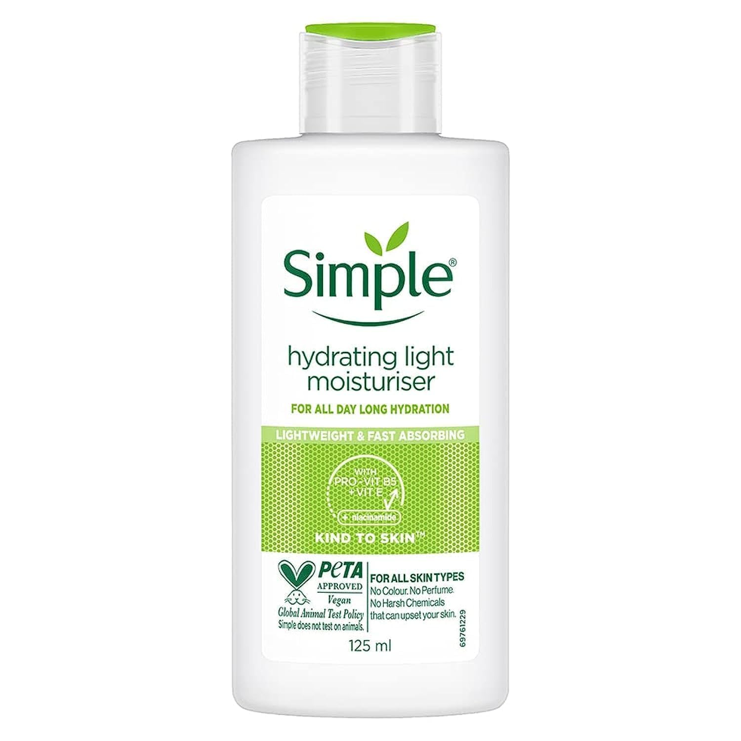 Si'mple Kind To Skin Hydrating Light Moisturiser Lotion 125ml | Daily Hydration Face Moisturizer for All Skin Types | Dry, Sensitive & Oily Skin | Perfect for Morning & Night Skincare Routine