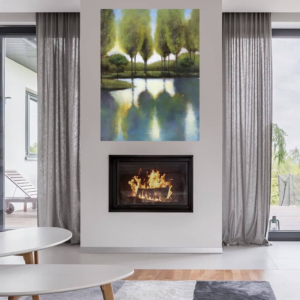 Fine Art Canvas Trees in Reflection by Artist Williams - Modern Wall Decor for Living Room, Bedroom, Office & More - Ready to Hang 42x56 Inches - Perfect for Home, Office & Commercial Spaces