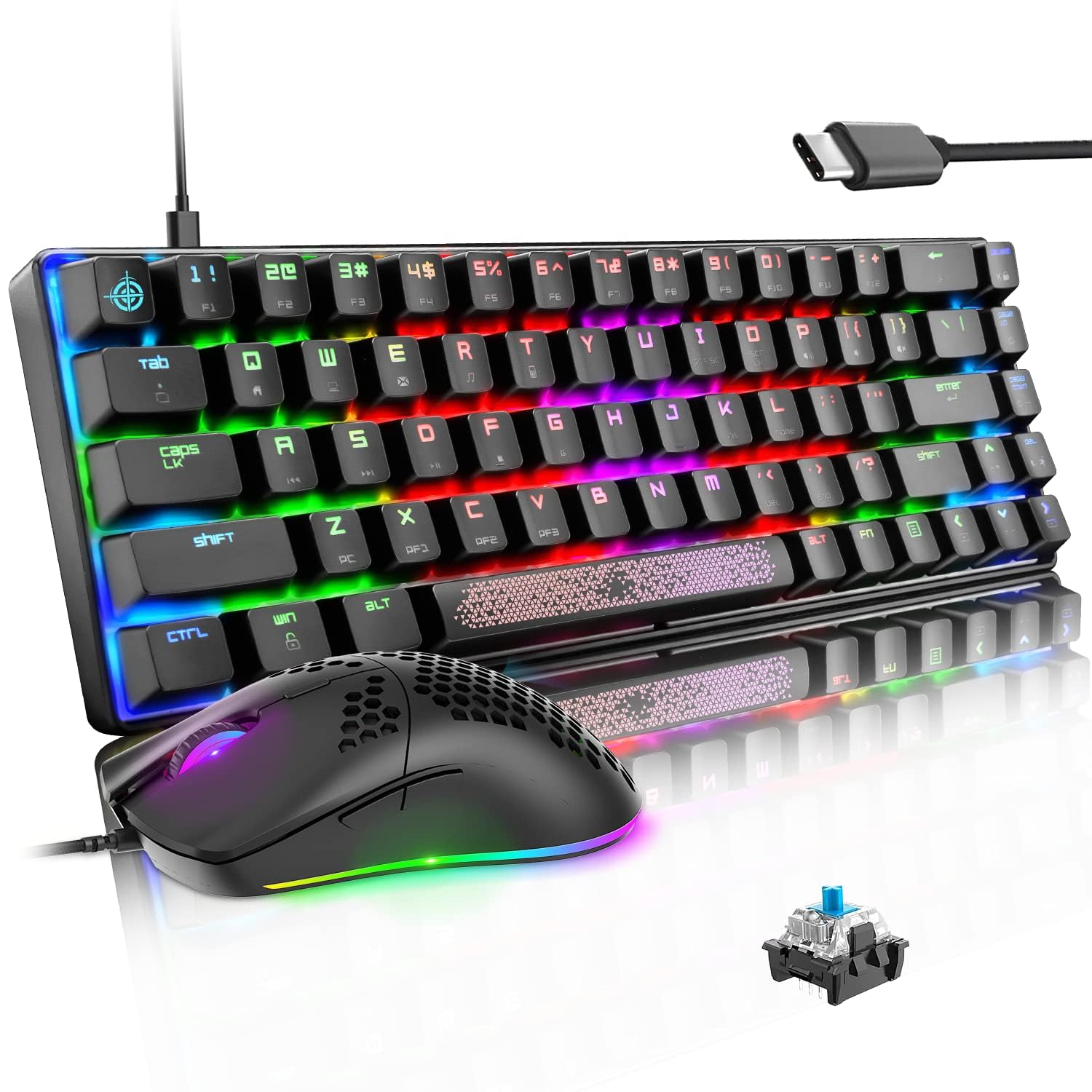 LexonElec KM614 65% RGB Mechanical Keyboard & Mouse Combo for Gaming & Office