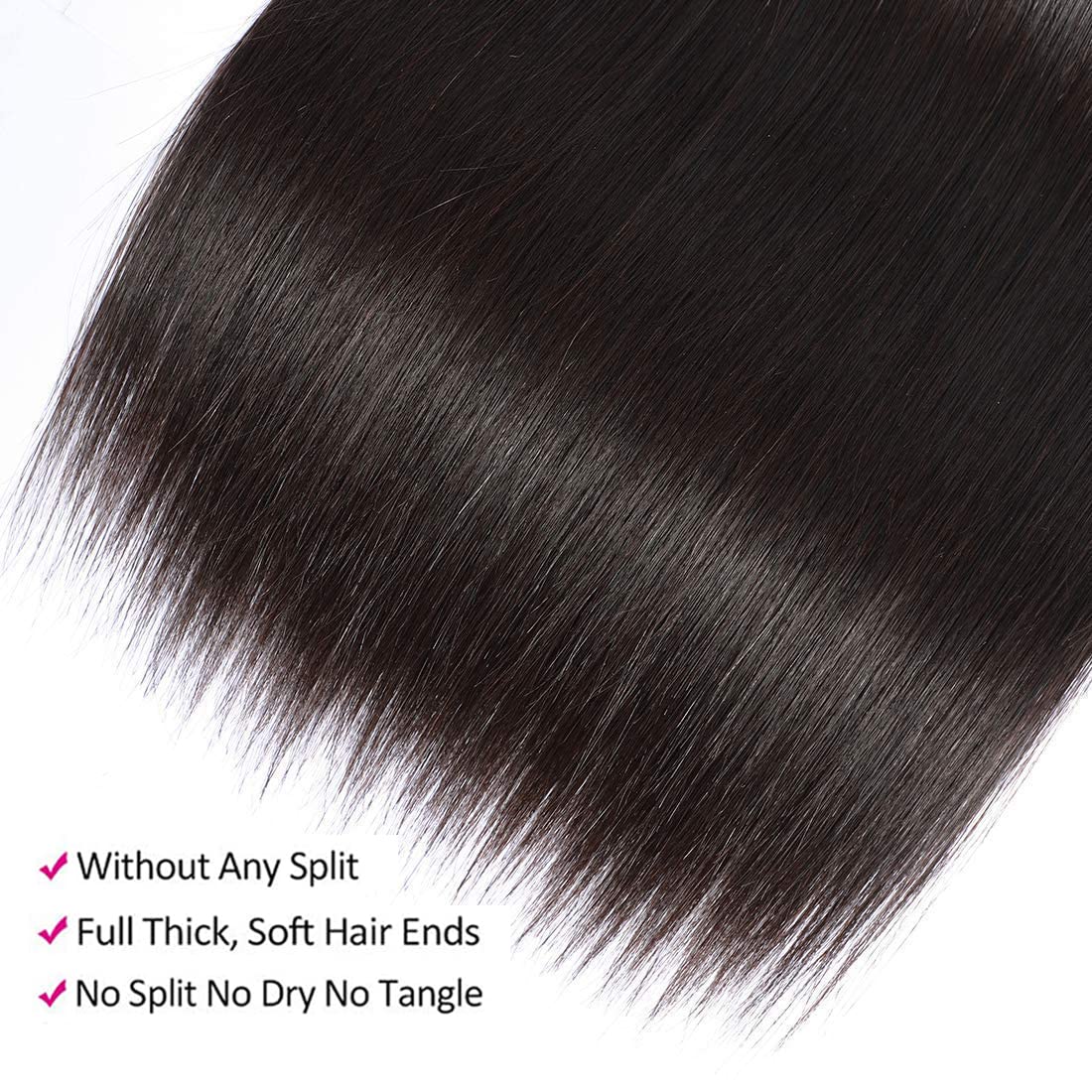 10A Brazilian Straight Human Hair Bundles 24 26 28 Inch - 100% Unprocessed Virgin Hair Weave - 3 Bundles Deal - Perfect for Sew-in, Clip-in Extensions & Natural Hairstyles