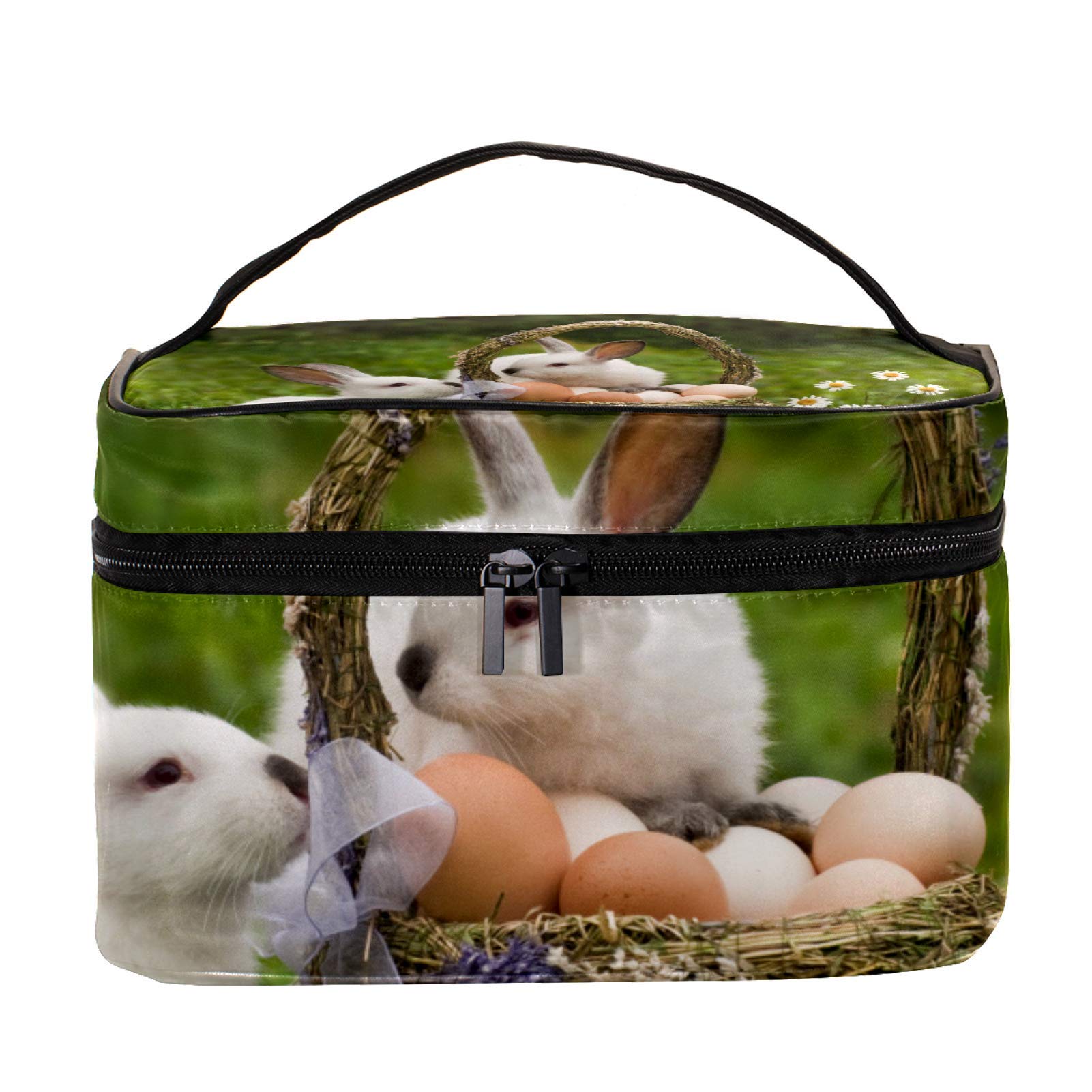 Stylish Waterproof Cosmetic Bag for Women - Large Roomy Makeup Organizer with Easter Bunny Design, Perfect for Travel Toiletry Storage & Easter Gift Basket