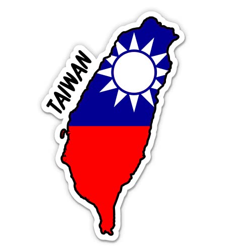 Taiwan Map with Flag Vinyl Sticker Decal - 3 Inch Waterproof Decals for Phone, Laptop, Water Bottle - Perfect for Travel Accessories, Laptop Decoration & Personalizing Your Belongings