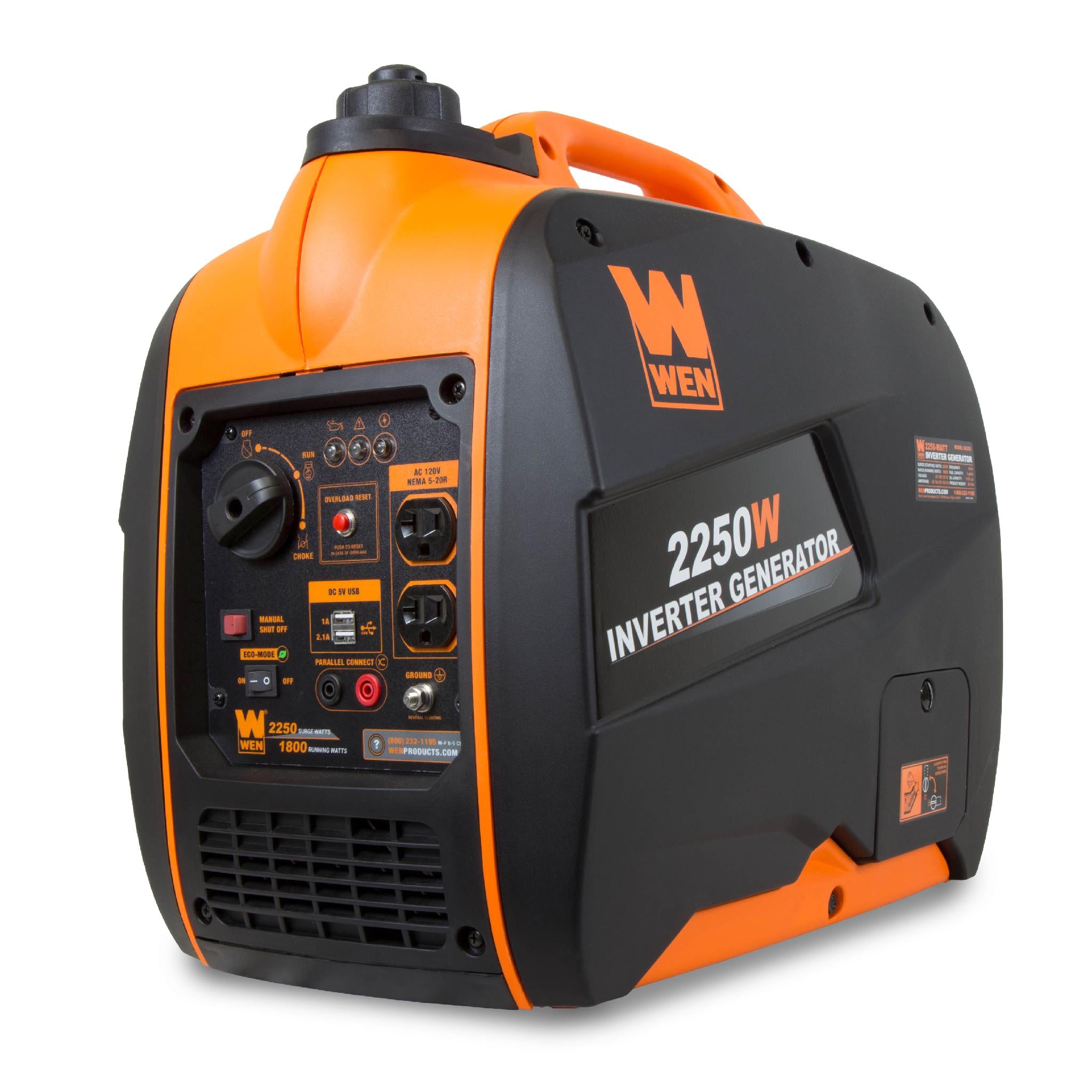 WEN R56225i 2250W Super Quiet Portable Inverter Generator with Fuel Shut Off - Manufacturer Refurbished | Camping, RV, Emergency Power & Outdoor Activities
