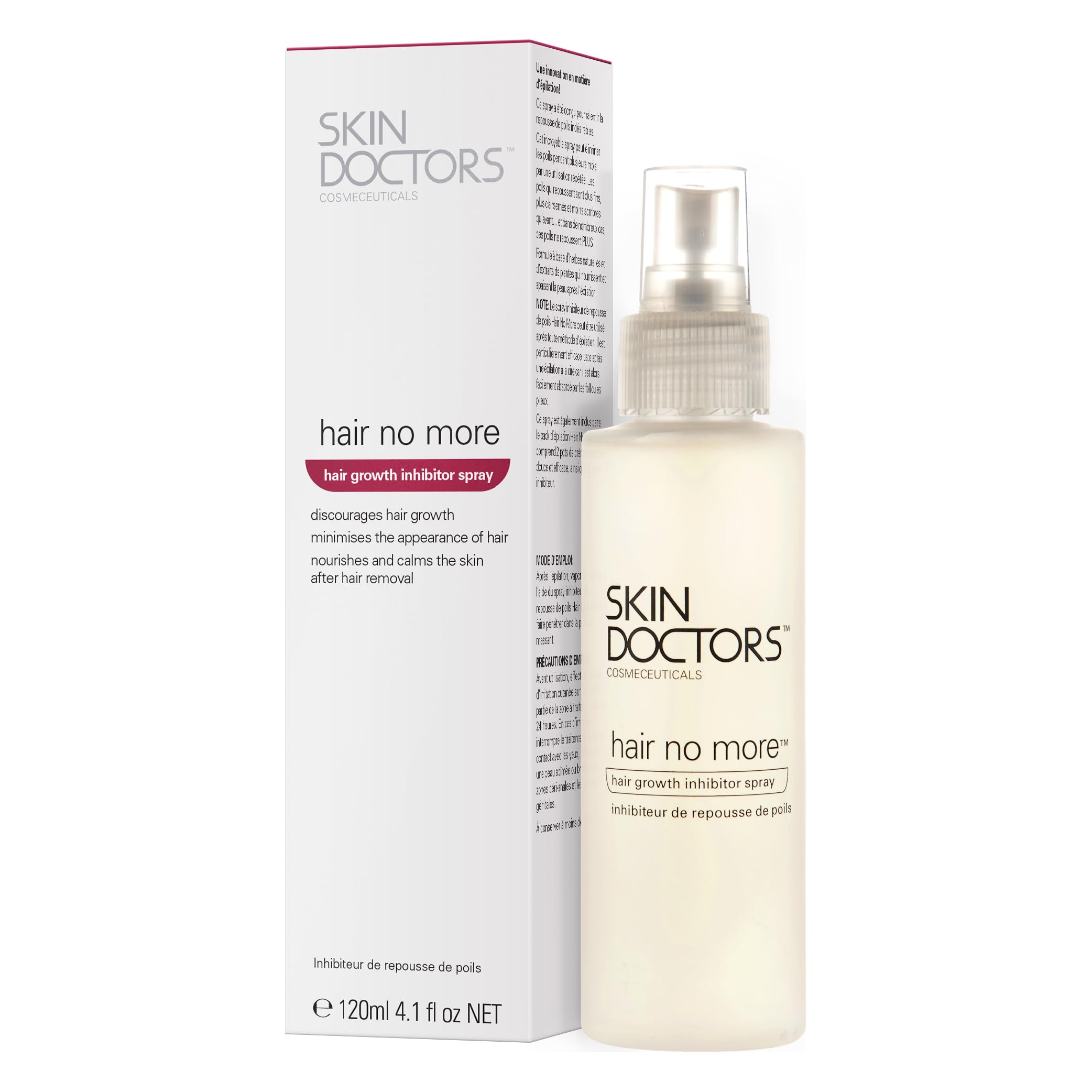 Hair No More Hair Growth Inhibitor Spray - 120ml | Reduces Unwanted Hair Growth | Ideal for Legs, Arms, Bikini Line & Underarms
