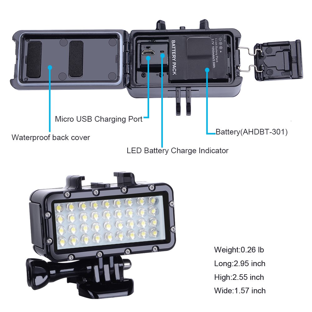 Suptig Professional Diving Light - 10000 Lumens High Power Dimmable LED Underwater Light with 147ft Waterproof Depth for Scuba Diving, Snorkeling & Underwater Photography - Compatible with GoPro Hero 13/12/11/10/9/8/7/6/5/5S/4/3+ & Action Cameras - Perfect for Night Dives, Cave Exploration & Marine Videography