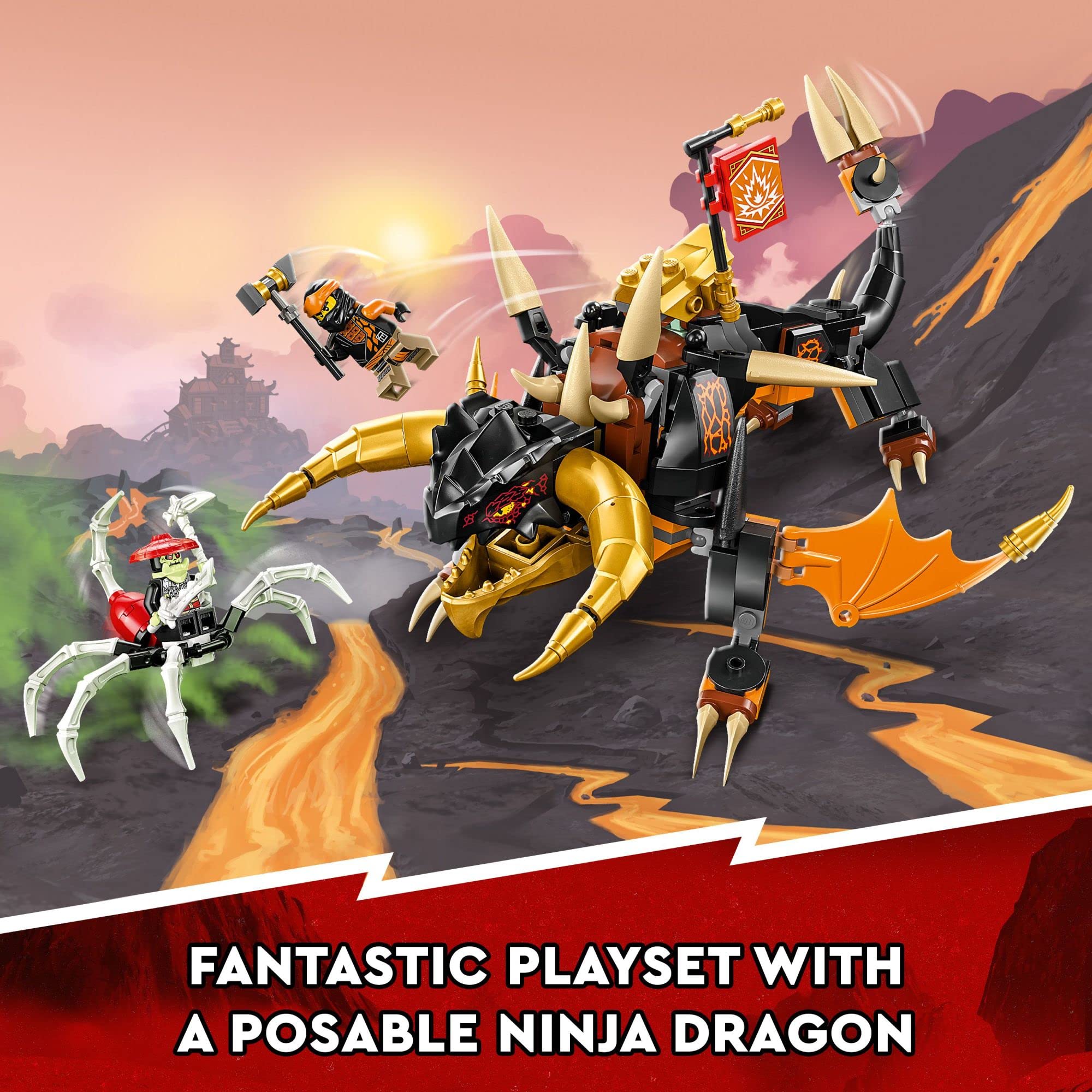 LEGO NINJAGO Cole's Earth Dragon EVO 71782 Building Set - Upgradeable Action Toy with Battle Scorpion Creature & 2 Minifigures - Creative Construction Kit for Kids Boys & Girls Ages 7+ - Perfect for Ninja Battles, Dragon Adventures & Collectible Displays (2023 New Release)