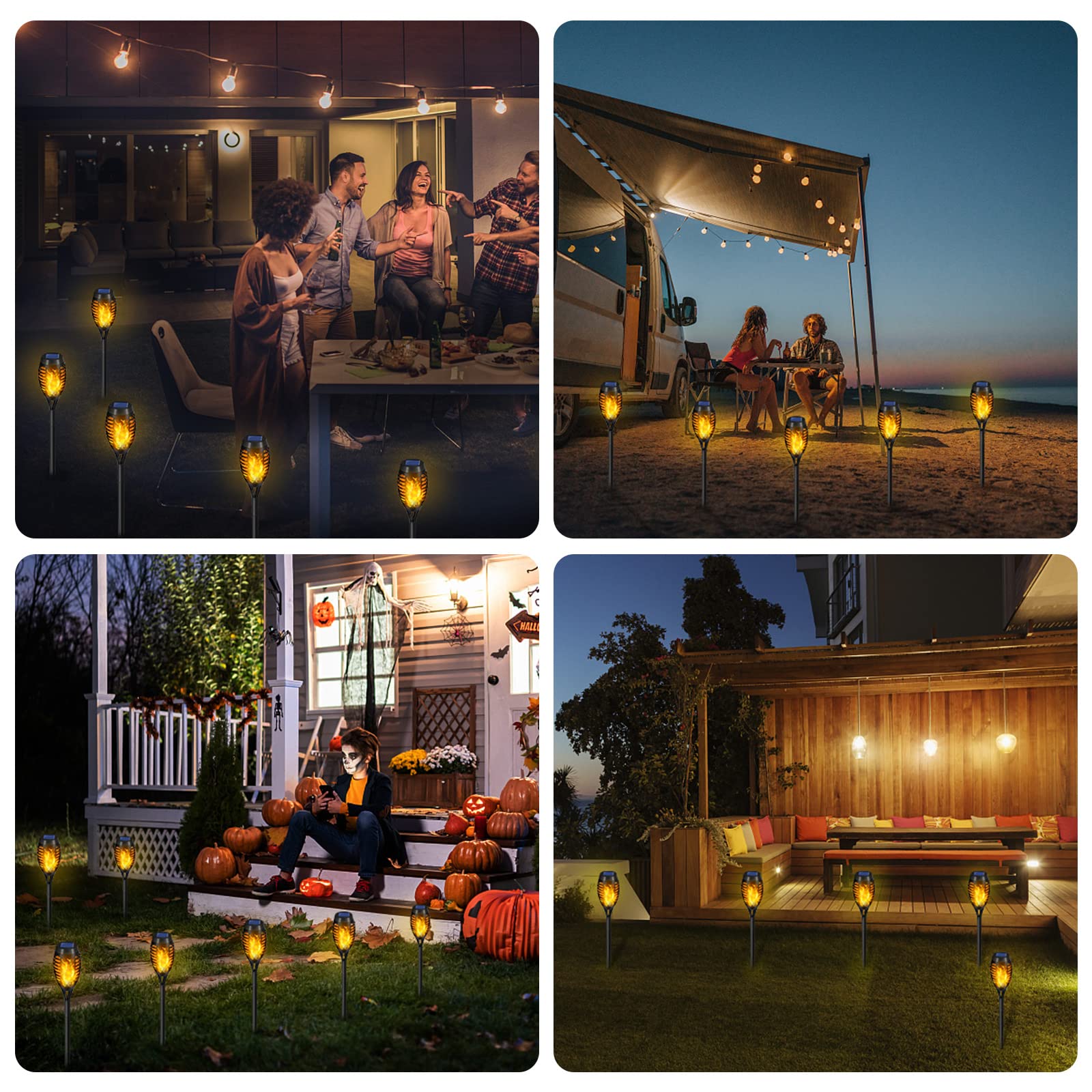 6 Pack Solar Torch Lights Outdoor Waterproof - Flickering Flame Solar Garden Lights with Auto On/Off for Yard, Patio & Landscape Decoration | Perfect for Backyard Parties, Pathway Lighting & Outdoor Ambiance