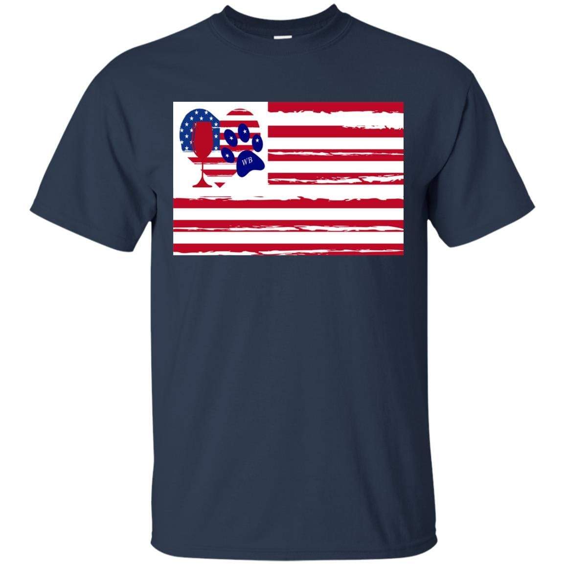 American Flag Wine Paw Heart T-Shirt - Ultra Cotton Comfort for Patriotic Pet Lovers | Perfect for 4th of July, BBQ Parties & Dog-Themed Events