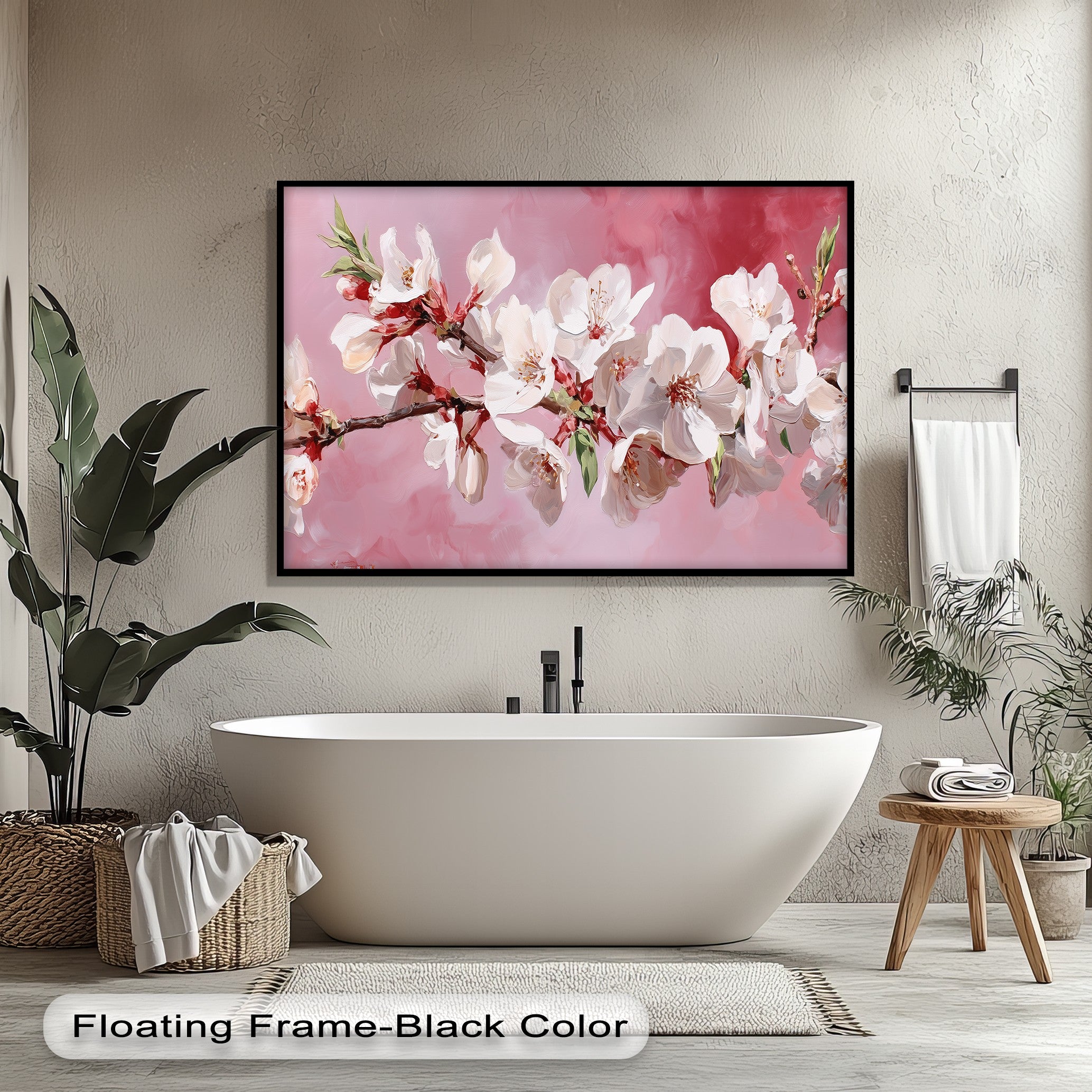 Blossoming Almond Branch Pink Canvas Print - Floral Wall Art for Living Room, Bedroom & Office Decor
