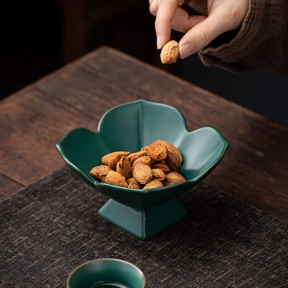 Ceramic Pedestal Fruit Bowl - Elegant Home Decor Serving Stand for Desserts, Snacks & Centerpieces - Green Kitchen Counter & Table Display Holder for Parties & Dining Decorations