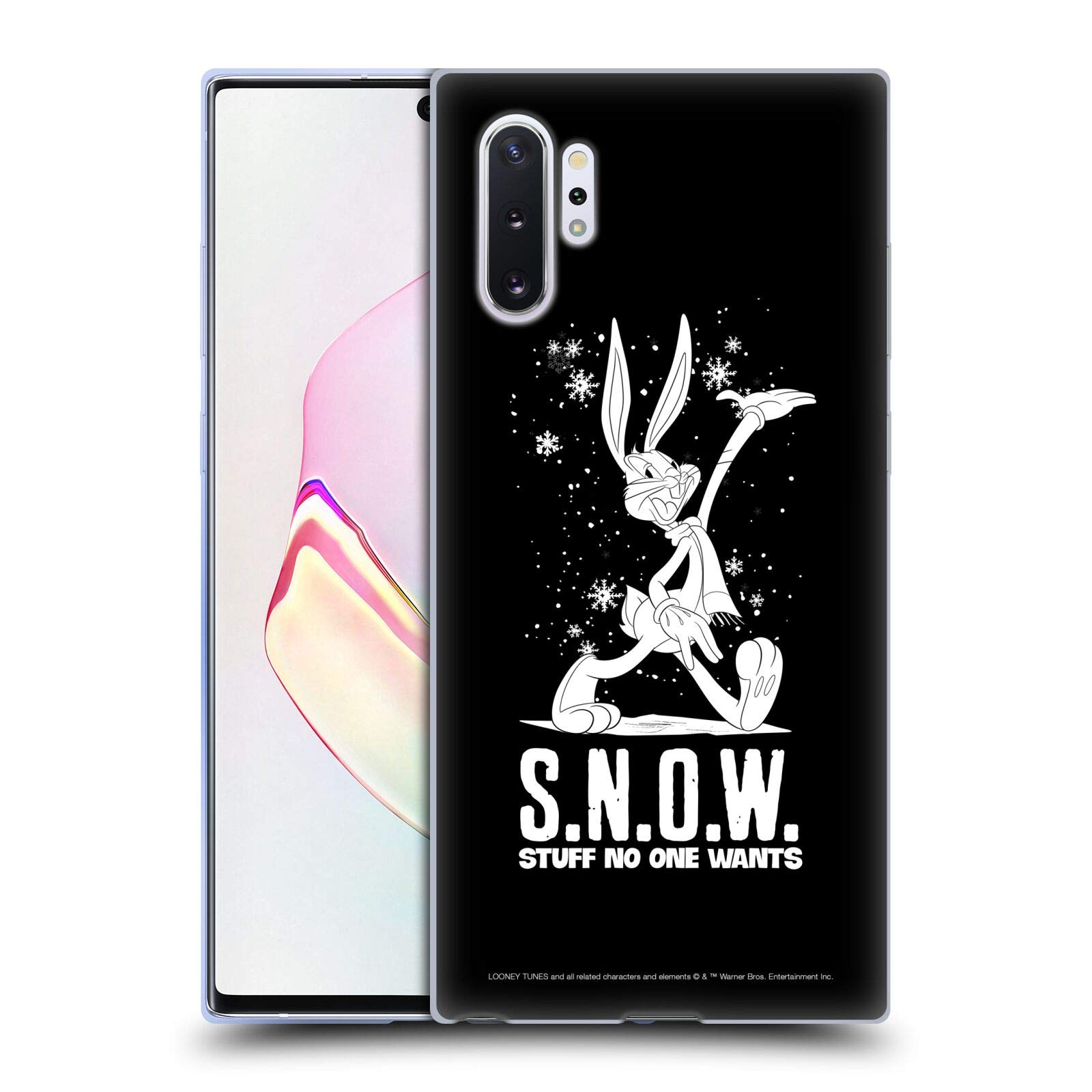 Looney Tunes Bugs Bunny Snow Season Soft Gel Case for Samsung Galaxy Note10+ | Officially Licensed by Head Case Designs | Perfect for Winter Holidays & Everyday Use