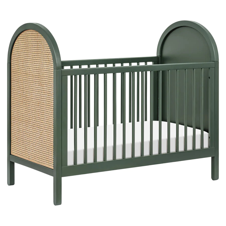 Bondi Cane 3-in-1 Convertible Baby Crib with Toddler Bed Rail & Changing Table - Modern Nursery Furniture for Newborns to Toddlers - Perfect for Small Spaces & Room Sharing