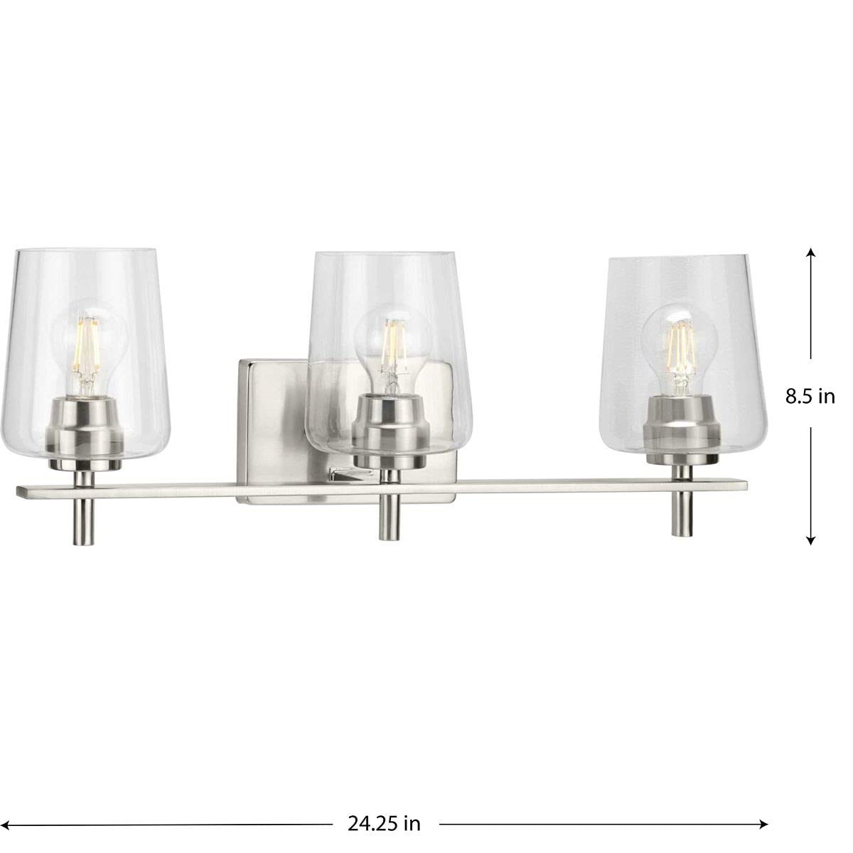 Progress Lighting P300362-009 Calais Bath & Vanity Light Fixture in Brushed Nickel - Modern Bathroom Lighting for Vanity Mirror & Sink Area