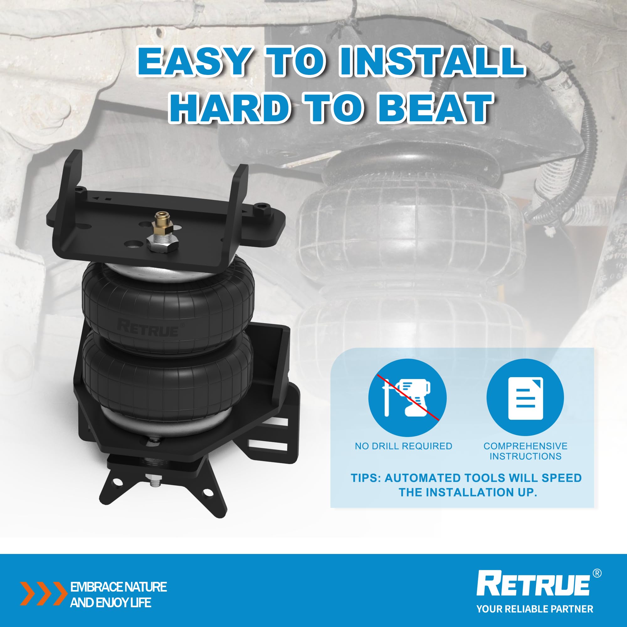 2017-2023 Ford F250 F350 F450 Rear Air Suspension Kit - 5000 Lbs Load Leveling Capacity - Replacement for Firestone 2625 Ride Rite Airbags - Heavy Duty Towing & Hauling for Pickup Trucks - Perfect for Off-Roading, Work Sites & Long-Distance Travel