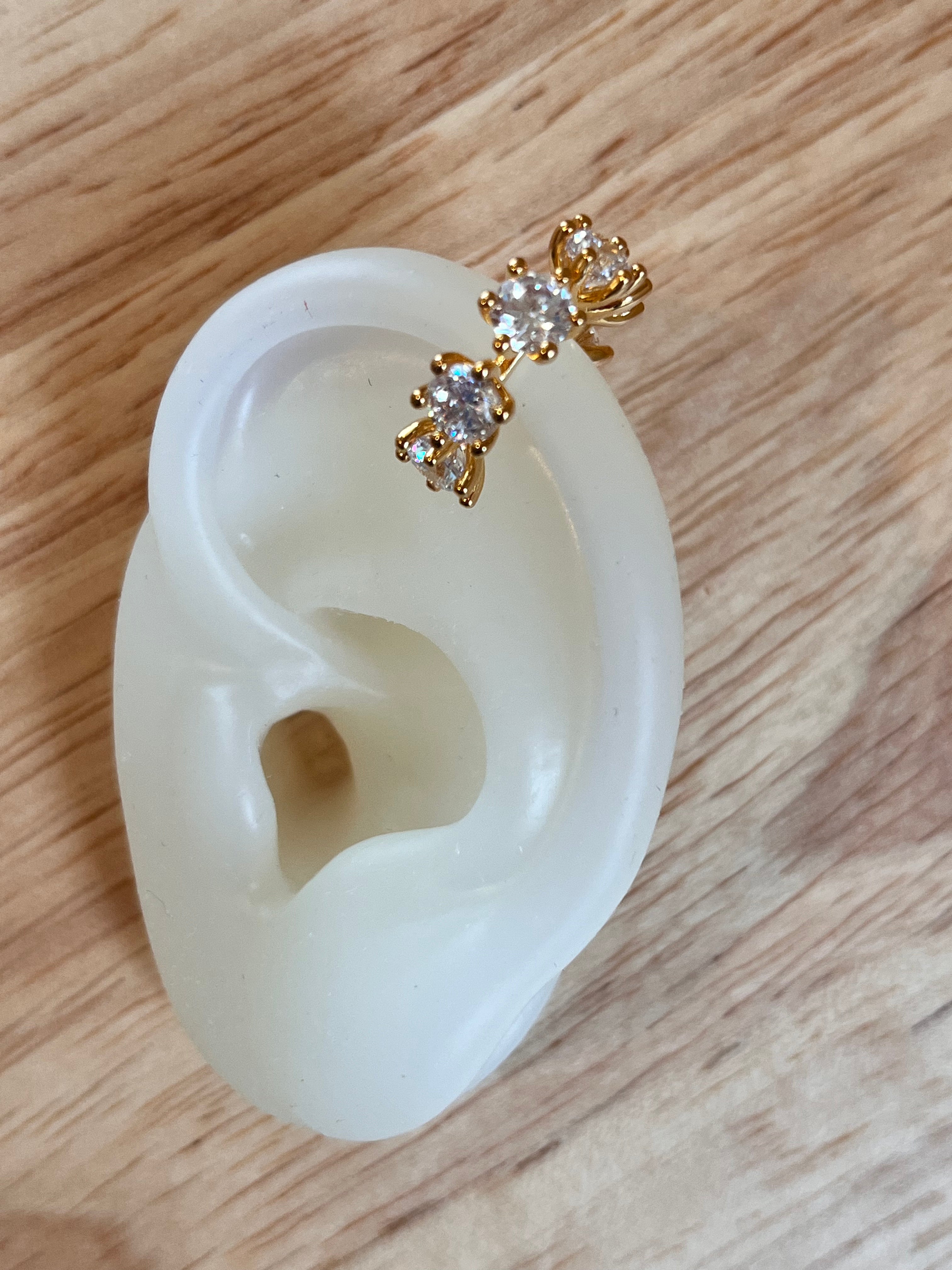 Lola CZ Ear Cuff - Elegant Bohemian Ear Cuff Jewelry for Women, 925 Sterling Silver Body Chain Earring for Cartilage, Helix, or Outer Ear - Perfect for Parties, Weddings & Everyday Wear