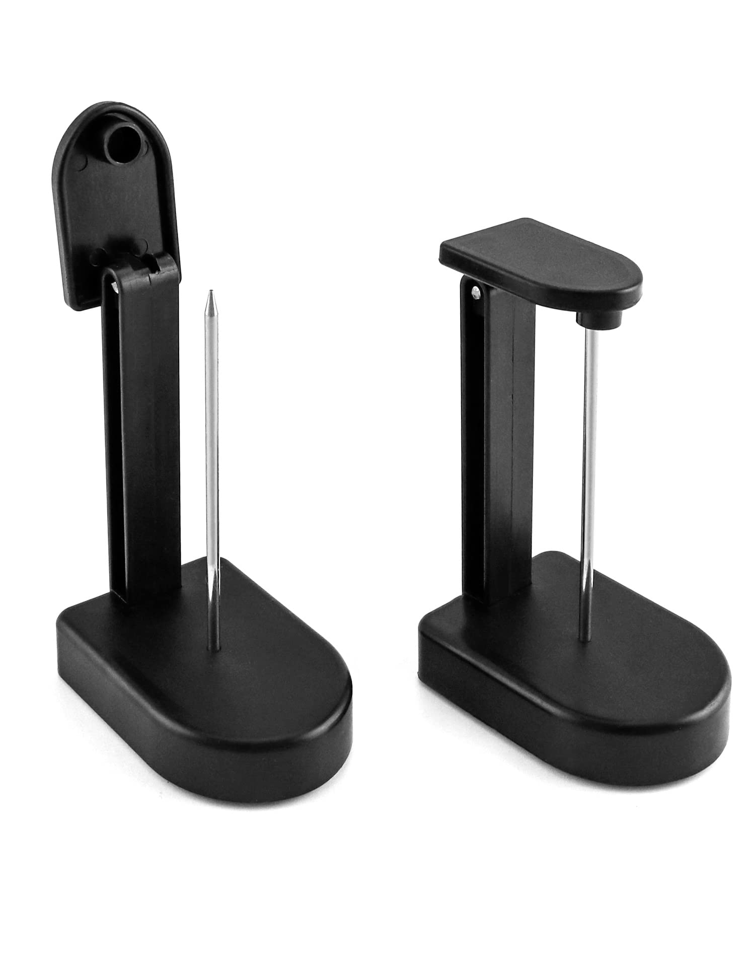 QWORK 2-Pack Black Paper Memo Holder with Safety Cap & Base - Receipt Invoice Bill Fork Spike Stick for Office, Restaurant, Retail Store Organization