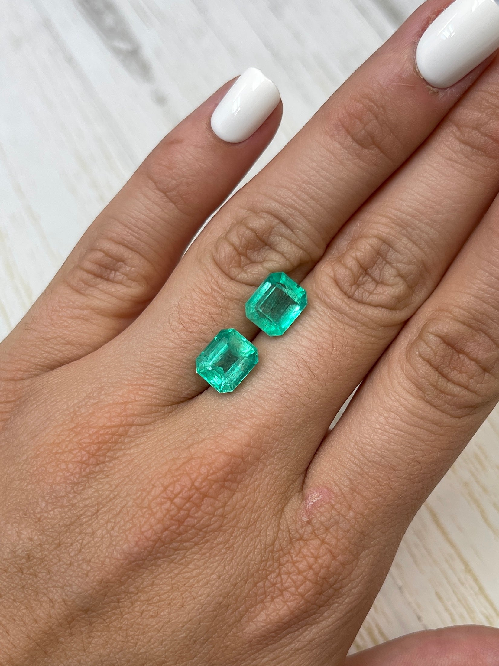 6.96tcw 9.5x8mm Matching Pair of Loose Colombian Emerald Gemstones - Emerald Cut Green Precious Stones for Jewelry Making, Engagement Rings & Luxury Gifts