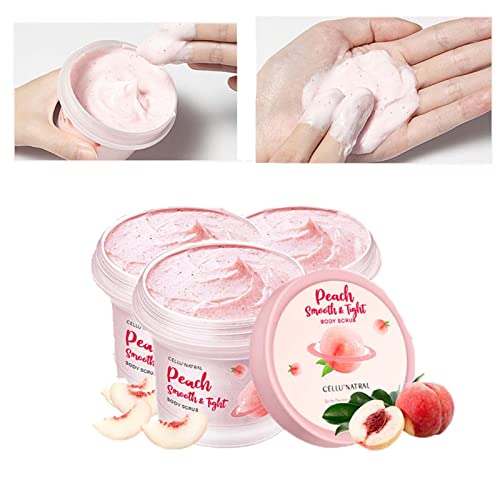 Organic Peach Body Scrub - Exfoliating & Smoothing for Soft Skin | Natural Deep Cleansing Scrub for Dead Skin Removal | Perfect for Spa Day, Pre-Tanning & Dry Skin Care (3 Pack)