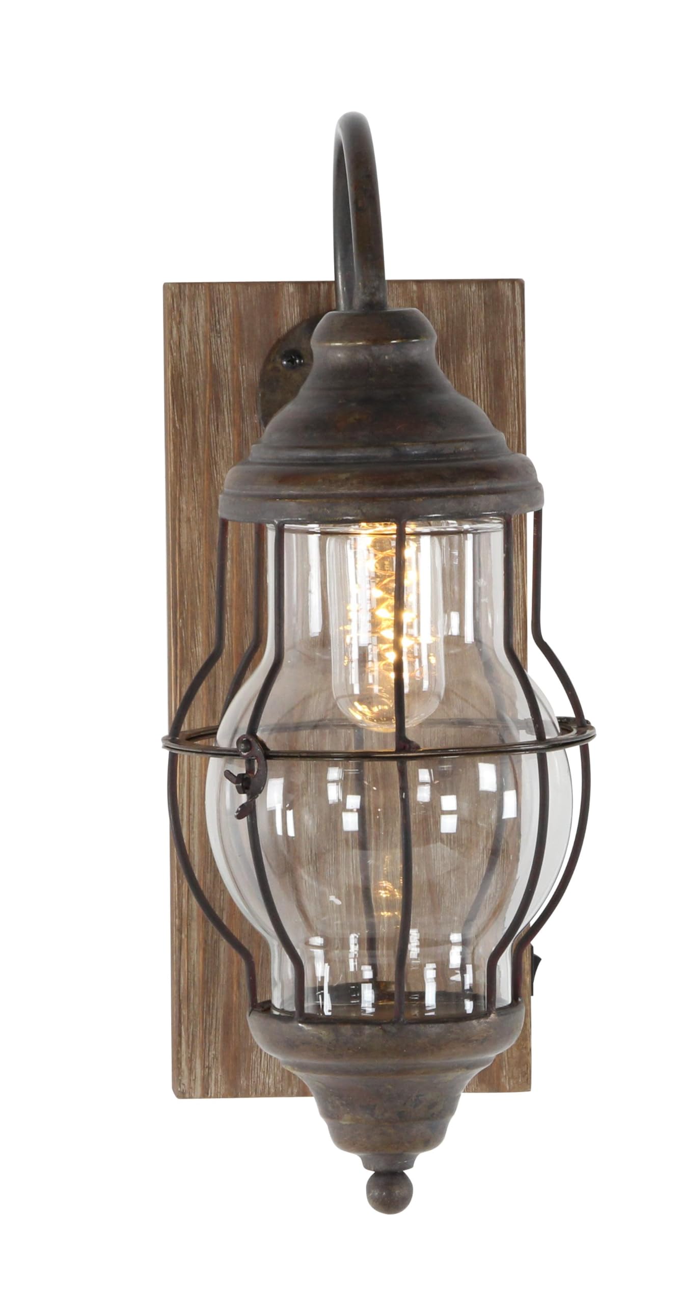 Deco 79 Brown Metal Table Lamp with Fixed LED Light - Battery Operated Accent Lamp for Bedroom, Living Room, Office - 5