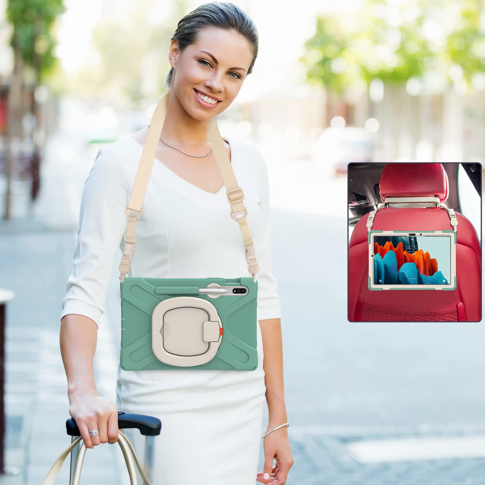 ORIbox Heavy Duty Rugged Protective Case for Samsung Galaxy Tab S8/S7 11 Inch - 3-in-1 Shockproof Bumper with 360° Ring Holder & Kickstand | Perfect for Commuting, Travel & Outdoor Use